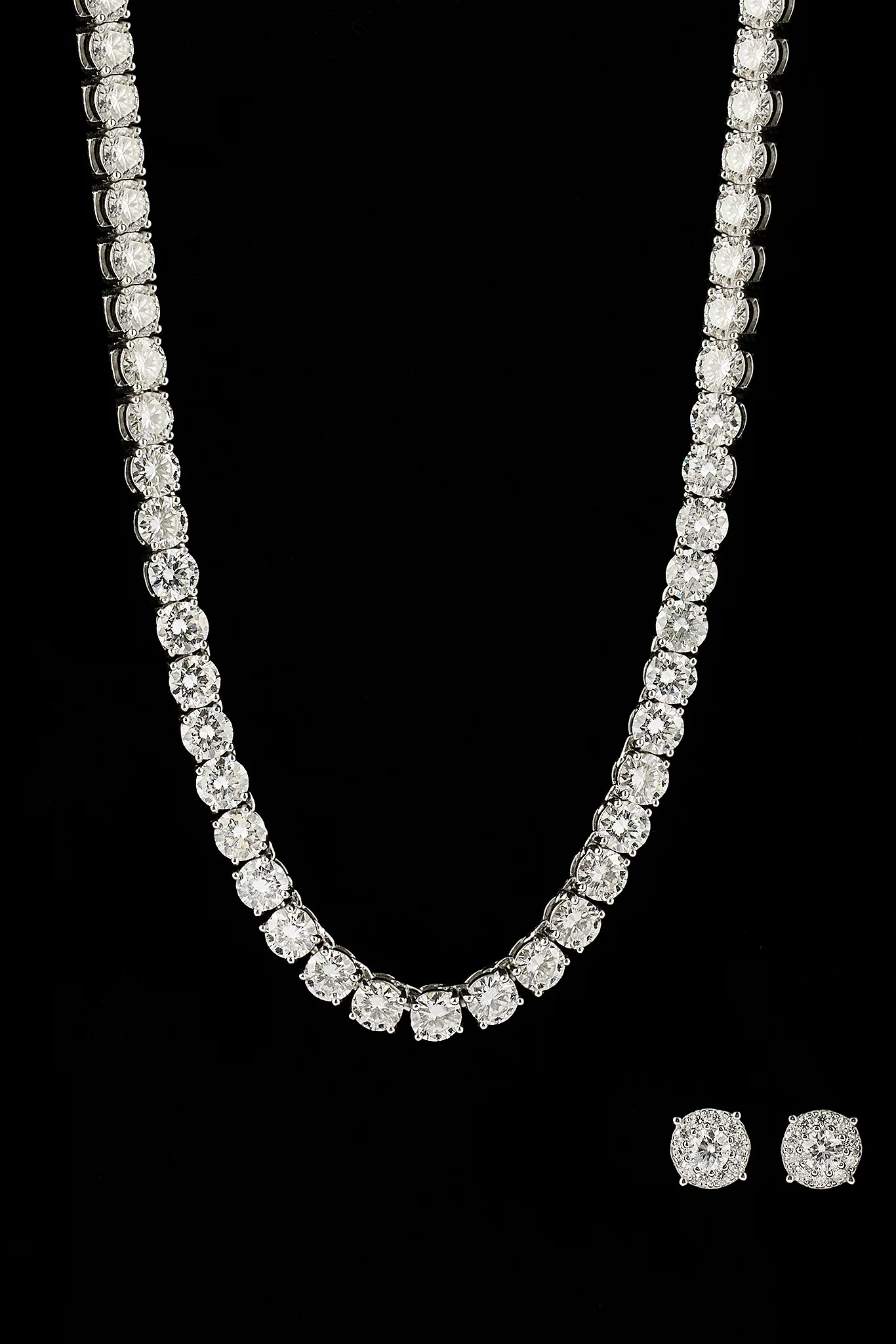 Moissanite Tennis Chain & Cluster Stud - 5mm - Image 4
