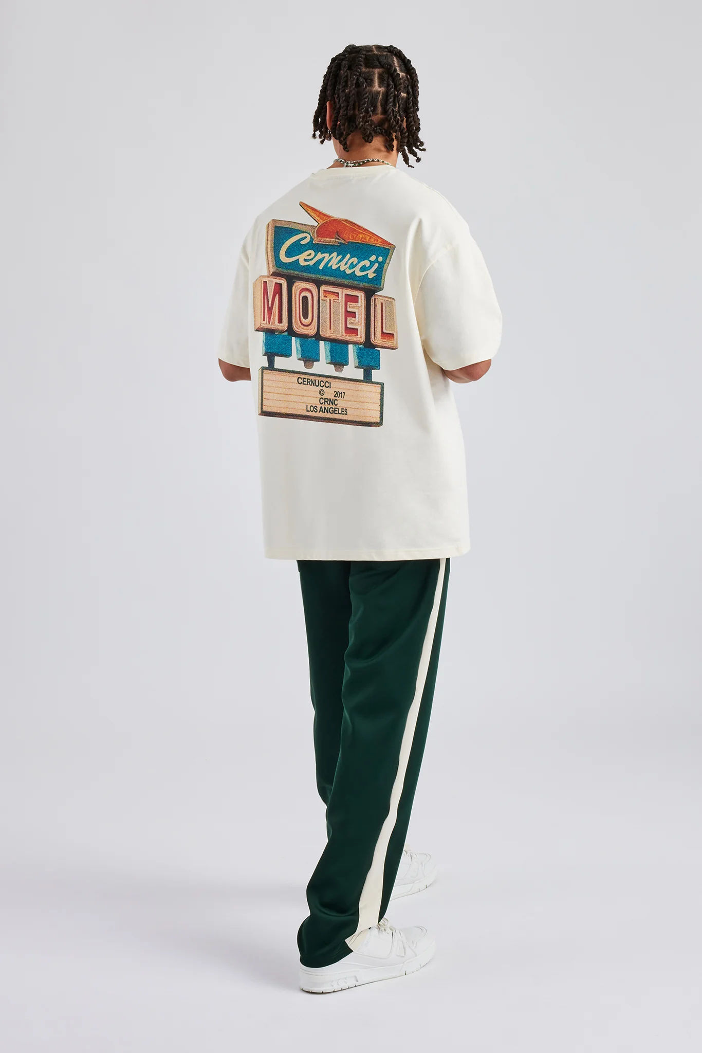 Motel Back Graphic Oversized T-Shirt - Off White - Image 4