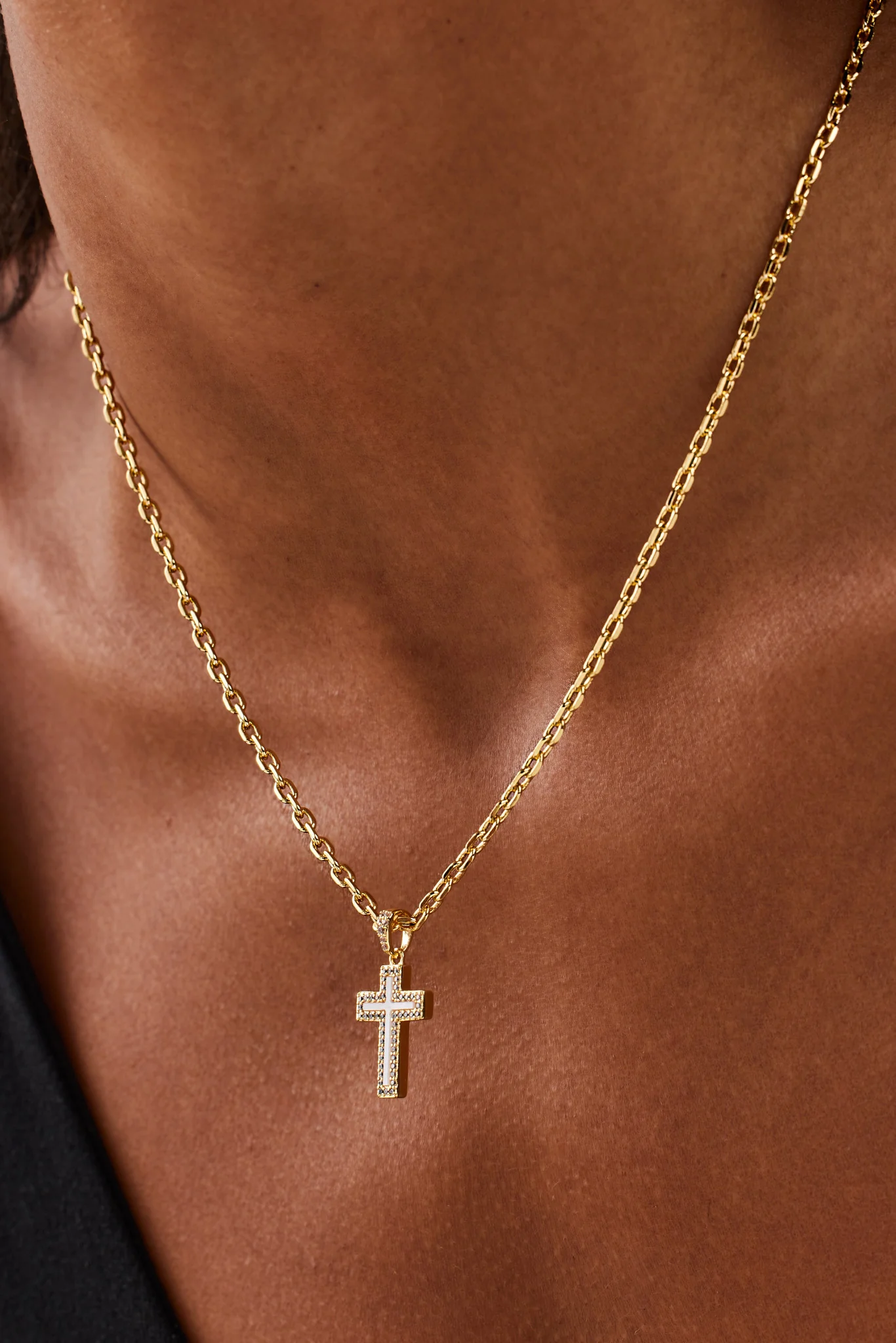 Mother Of Pearl Cross Necklace - 15mm - Image 2