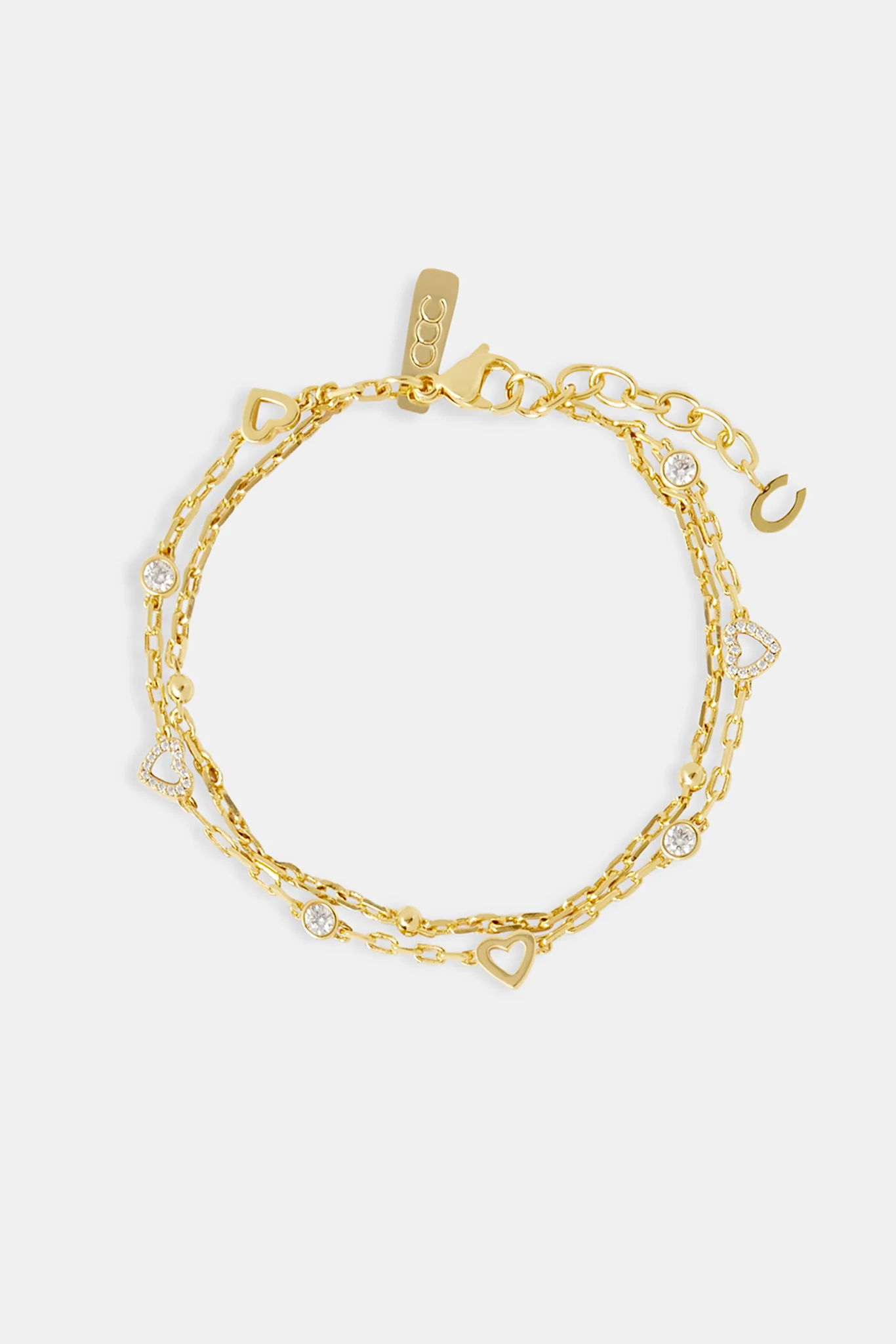 Mother of Pearl Heart Double Layer Rolo Bracelet - 8mm - Image 2