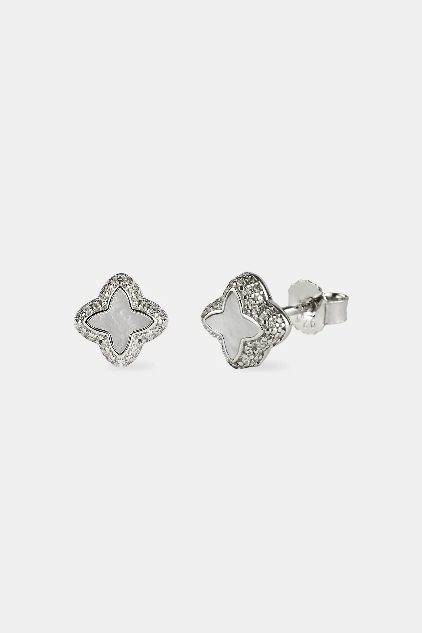 Mother of Pearl Motif Stud Earrings - 8mm