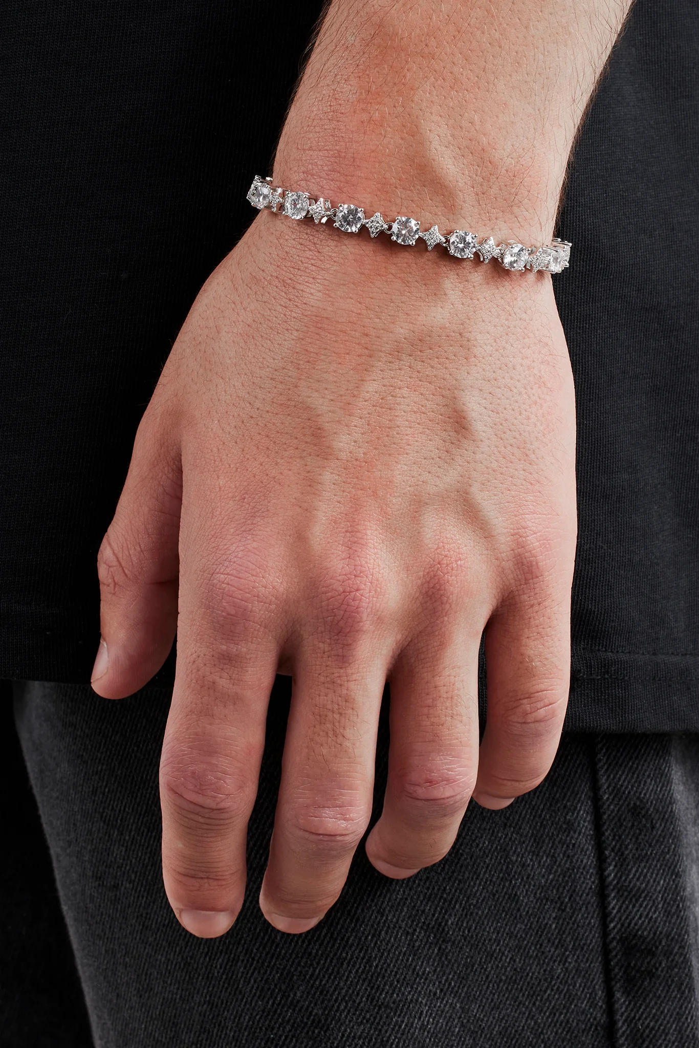 Motif & Clear Gemstone Bracelet - 6mm - Image 2