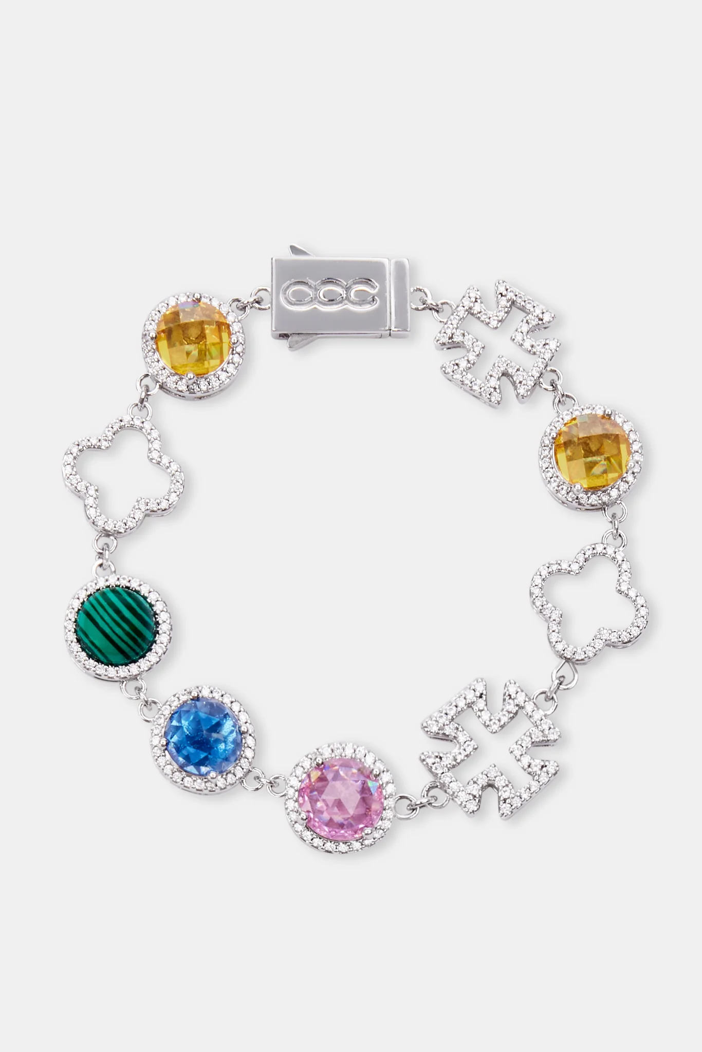 Motif & Multi Gemstone Bracelet - White - Image 2