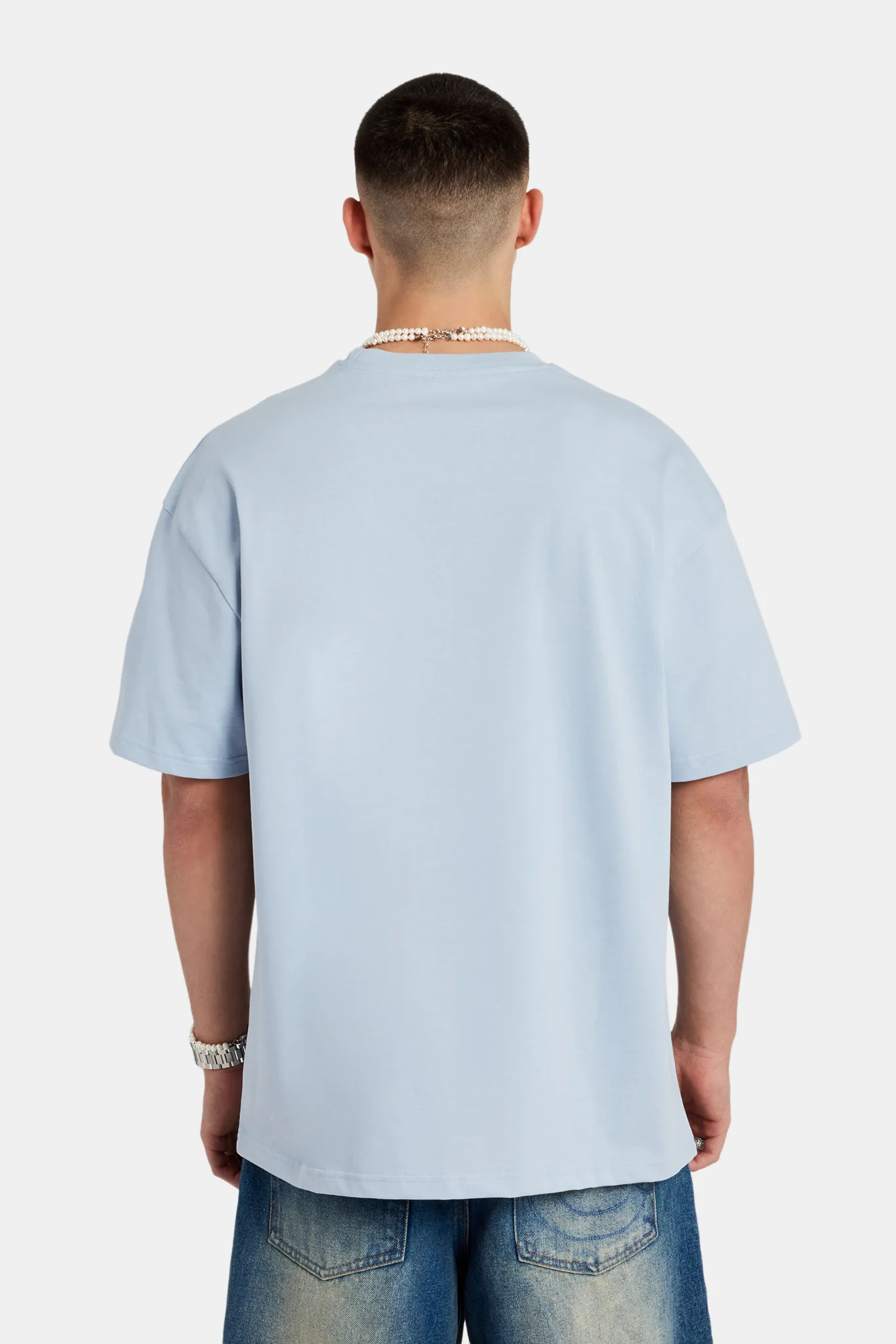 Moto Palm Oversized T-Shirt - Light Blue - Image 4