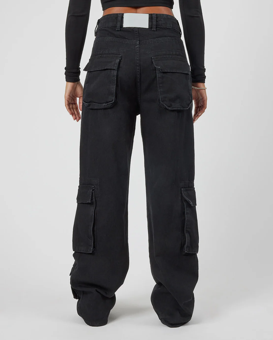 Multi Cargo Pocket Jeans - Black - Image 4