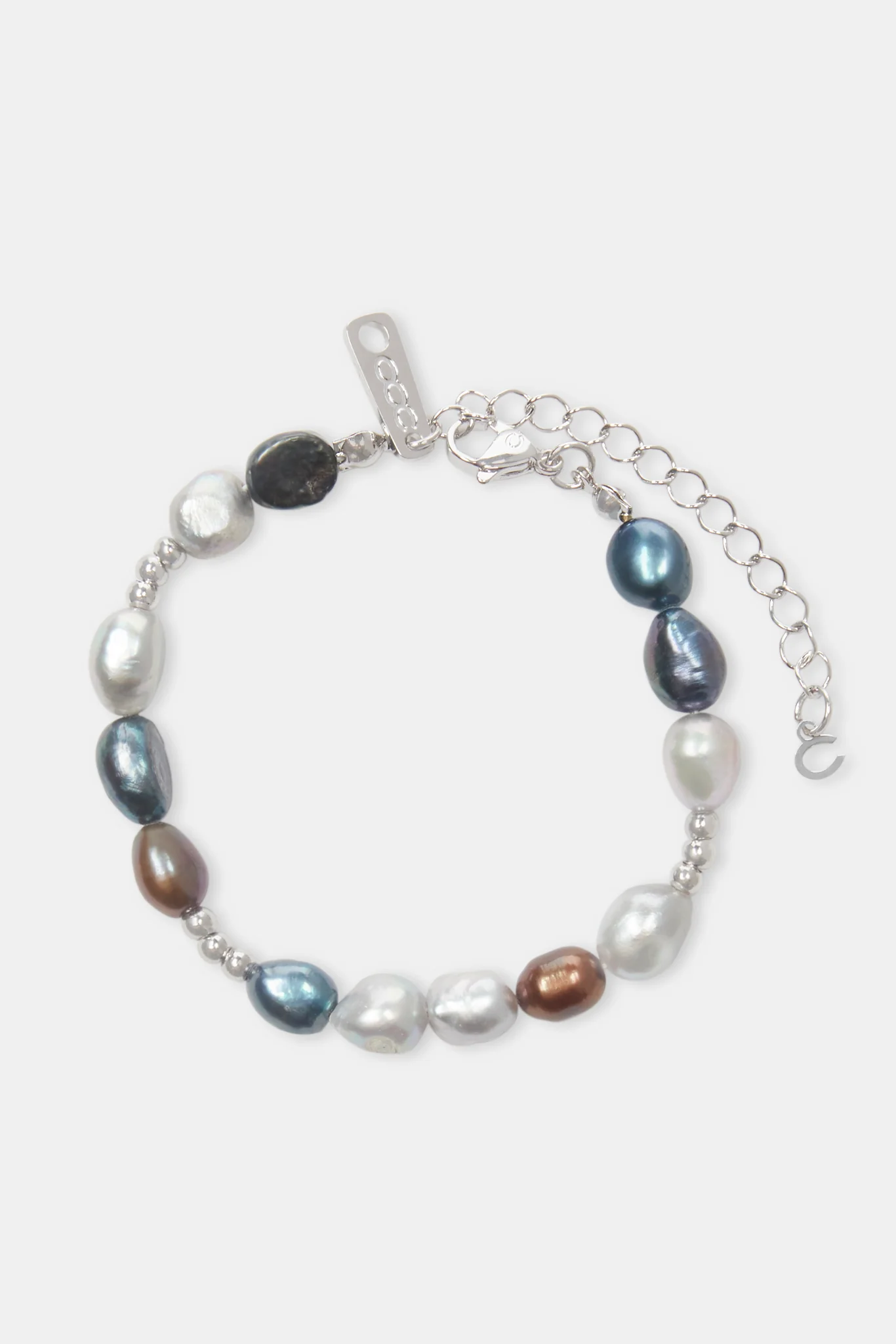 Multi Colour Baroque Freshwater Pearl Bead Bracelet - White - Image 2