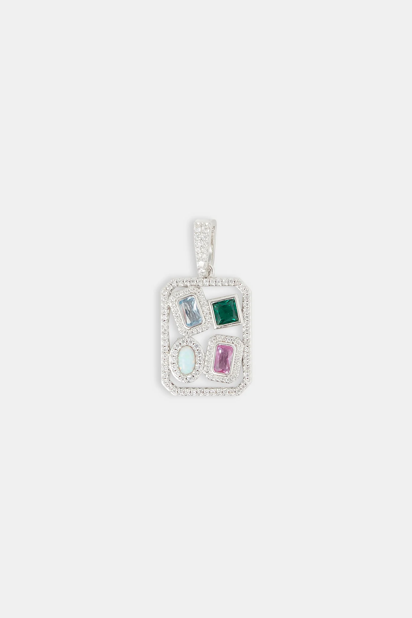 Multi Gemstone Iced Pendant - 20mm - Image 4