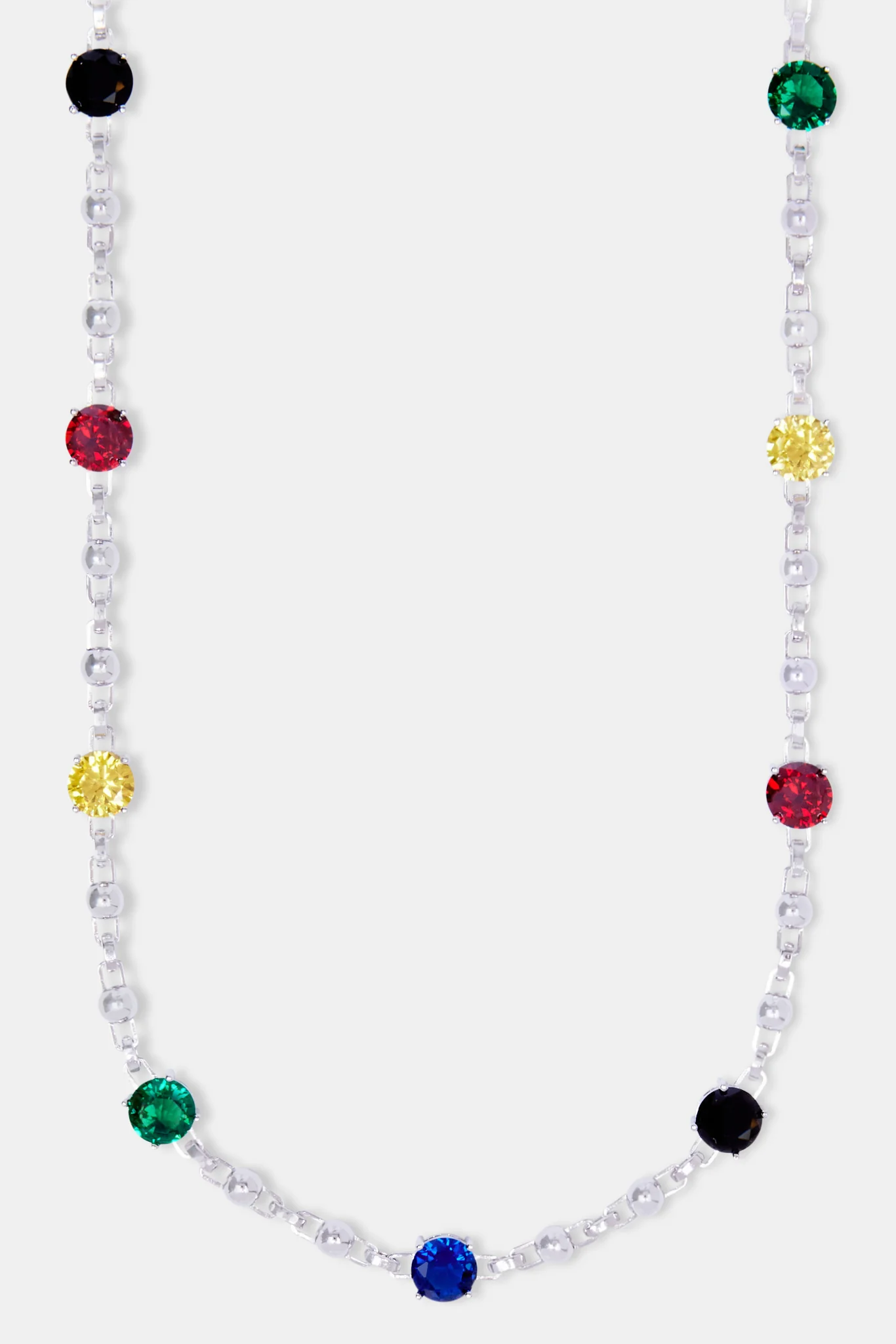 Multi Iced CZ Gem & Ball Chain Mix Chain - White - Image 2