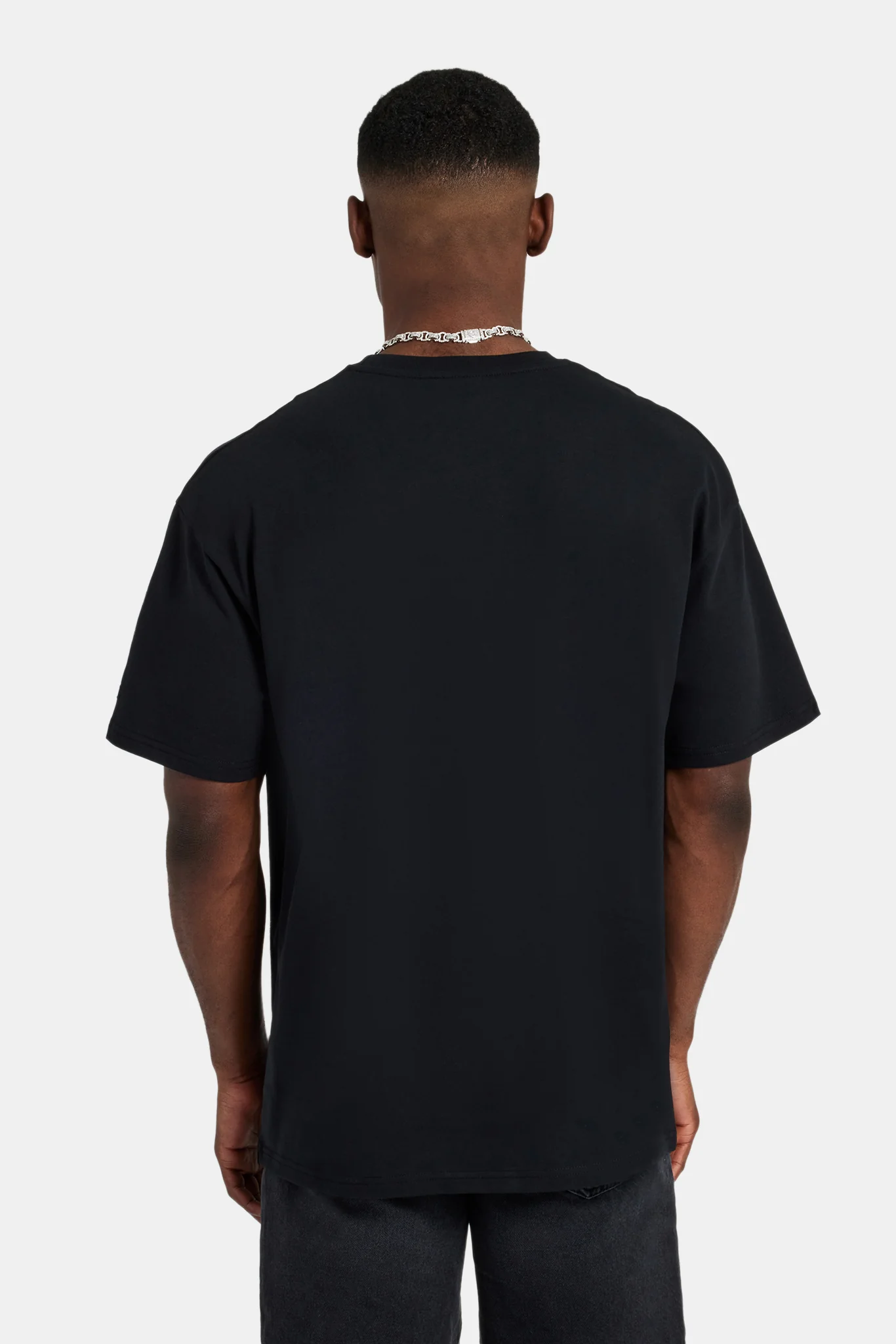 Neon Palm Chest Print Oversized T-Shirt - Black - Image 3