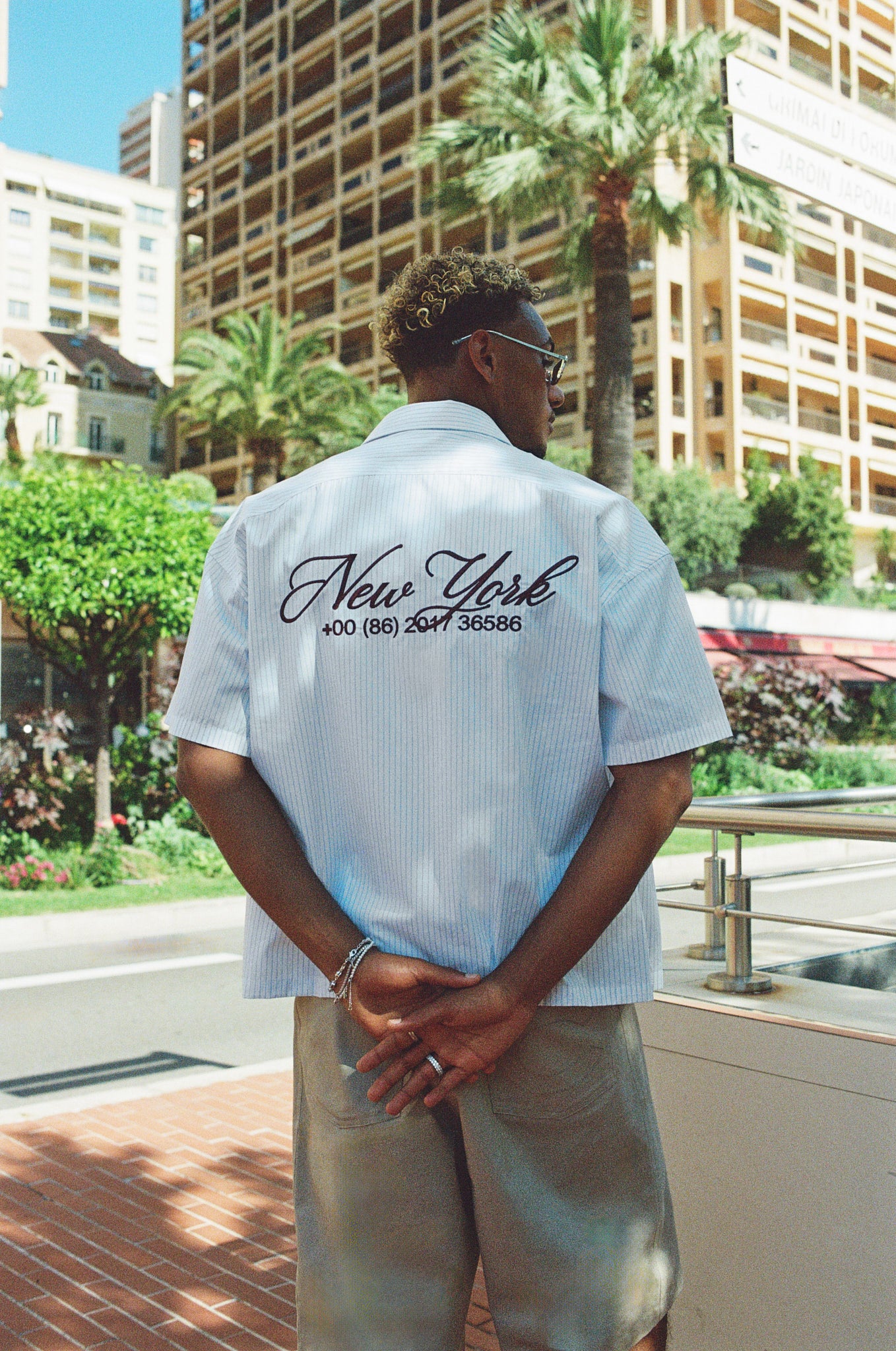 New York Embroidered Stripe Shirt - Light Blue - Image 2
