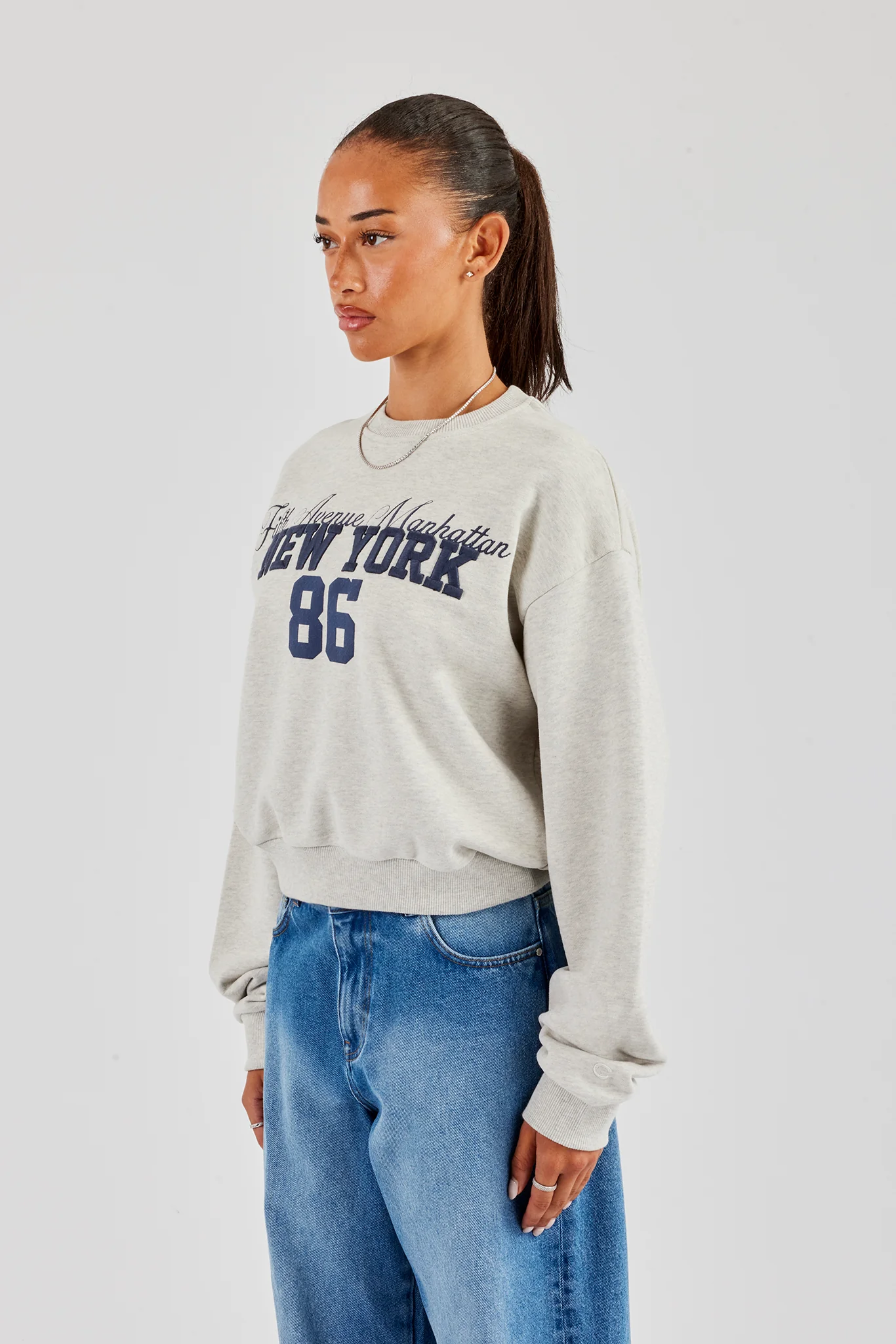 New York Oversized Sweatshirt - Grey Marl - Image 4