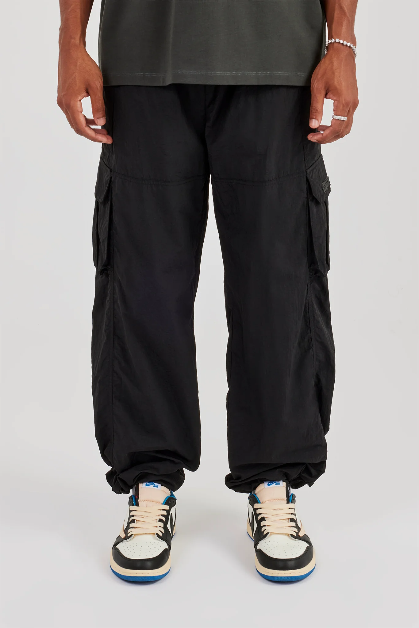 Nylon Baggy Cargo Pant - Black - Image 2