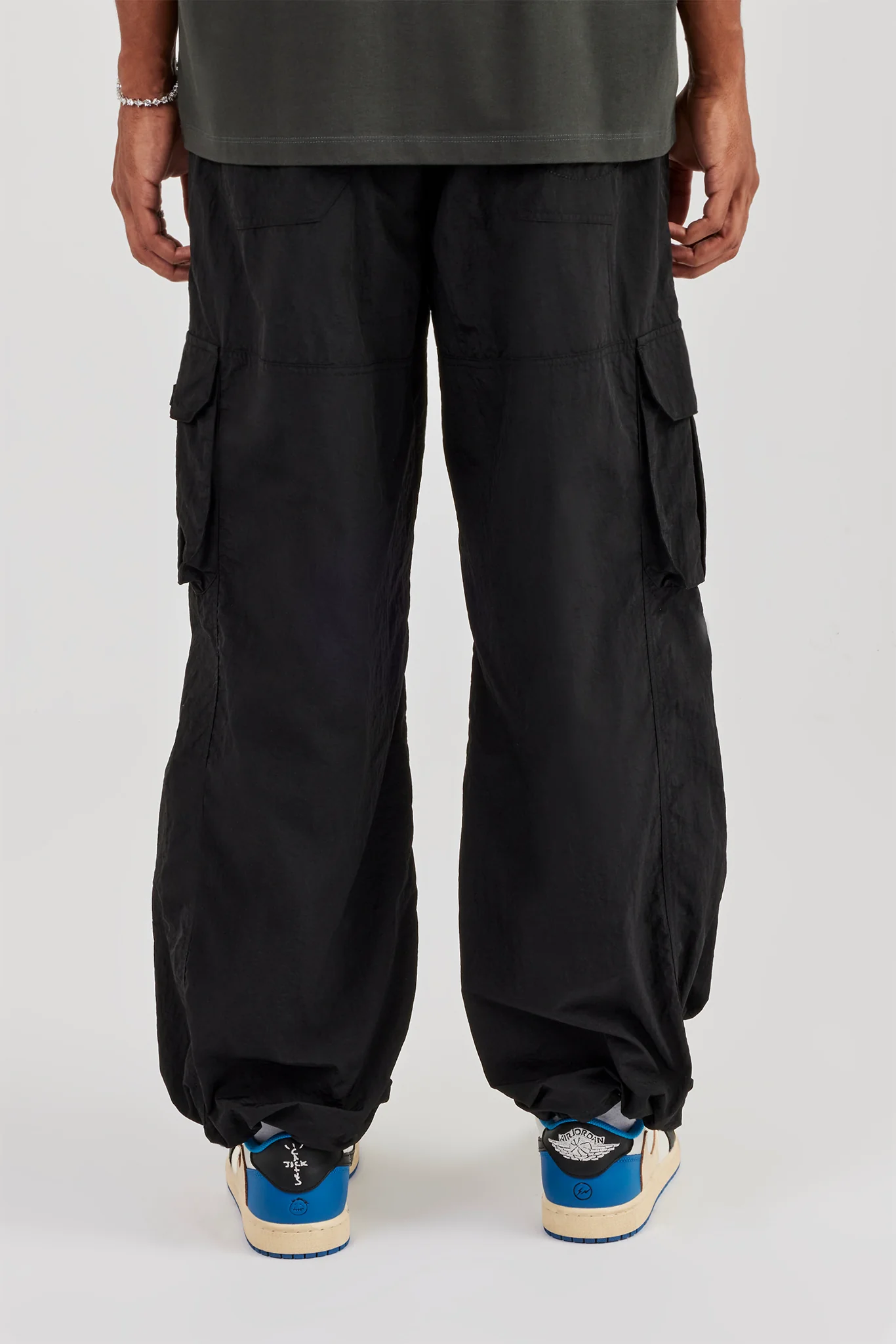 Nylon Baggy Cargo Pant - Black - Image 3