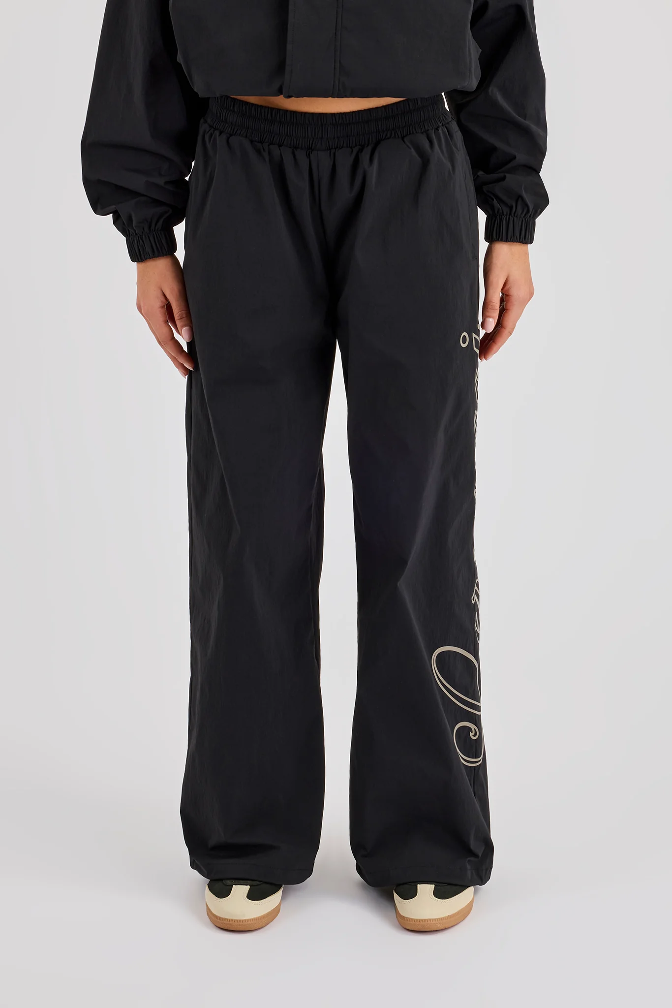 Nylon Branded Baggy Jogger - Black - Image 2