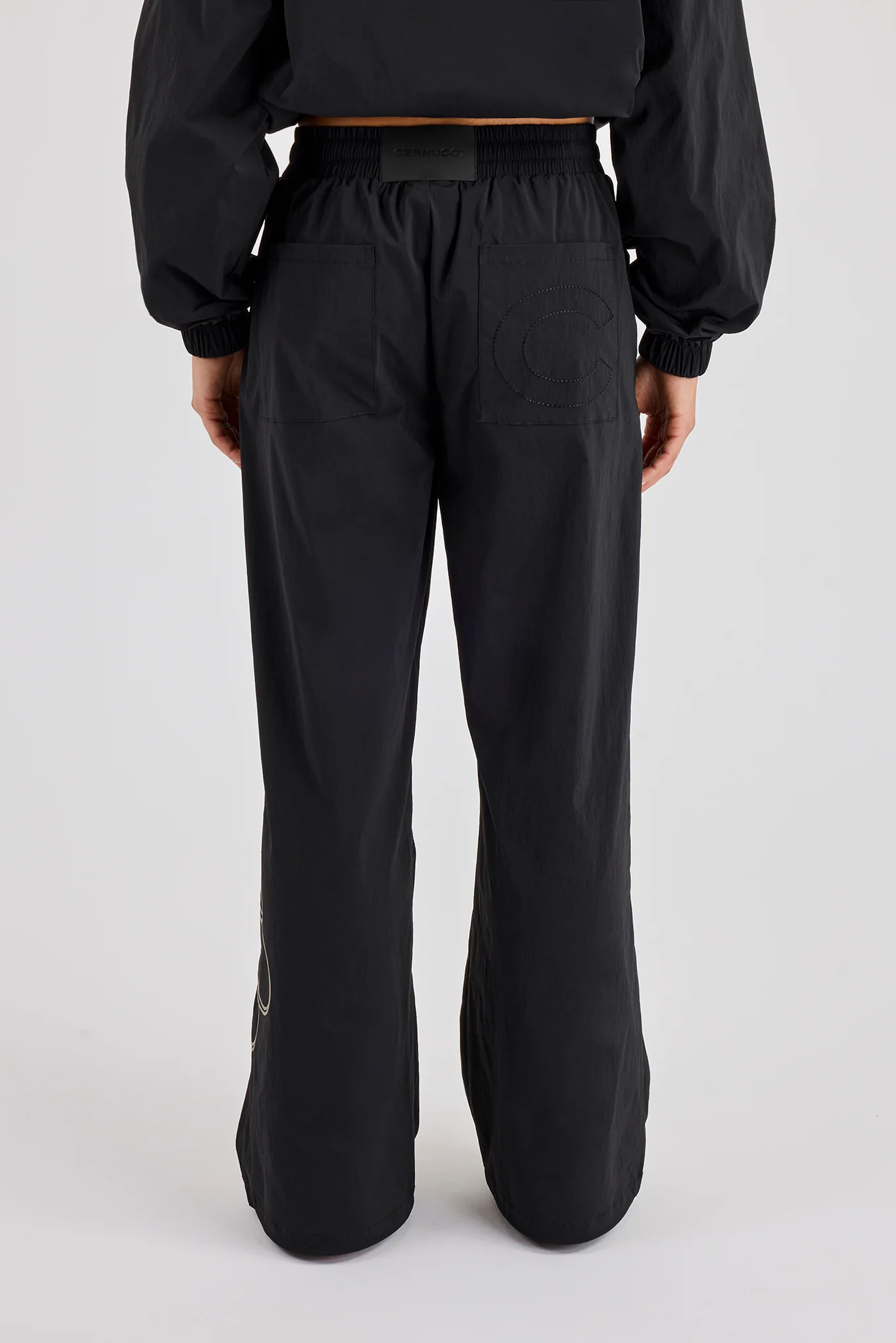 Nylon Branded Baggy Jogger - Black - Image 3