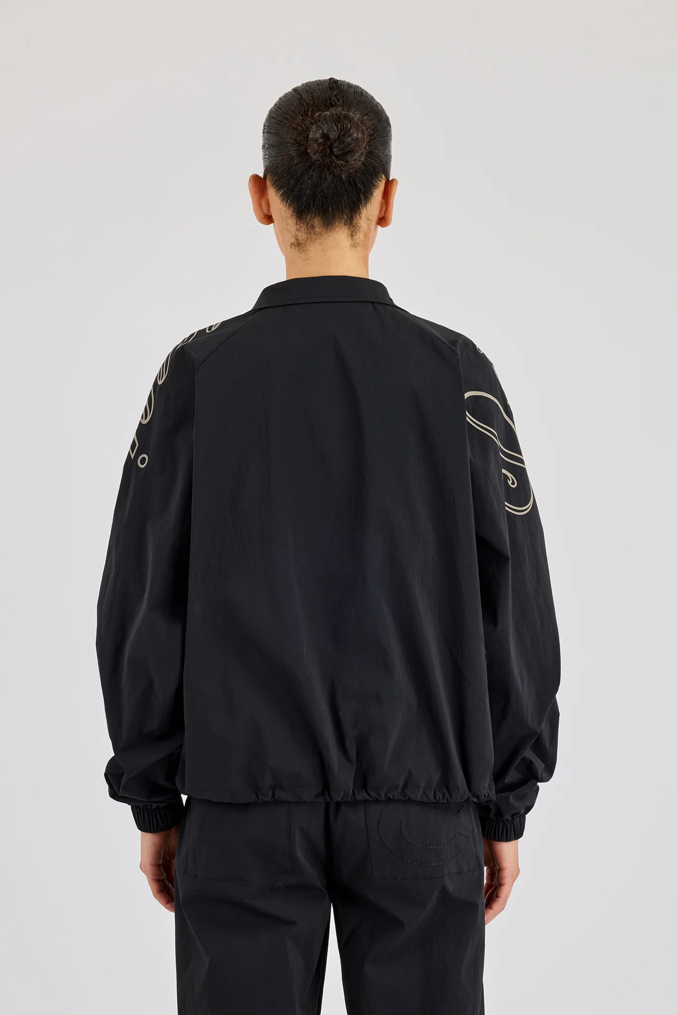 Nylon Branded Track Jacket - Black - Image 3