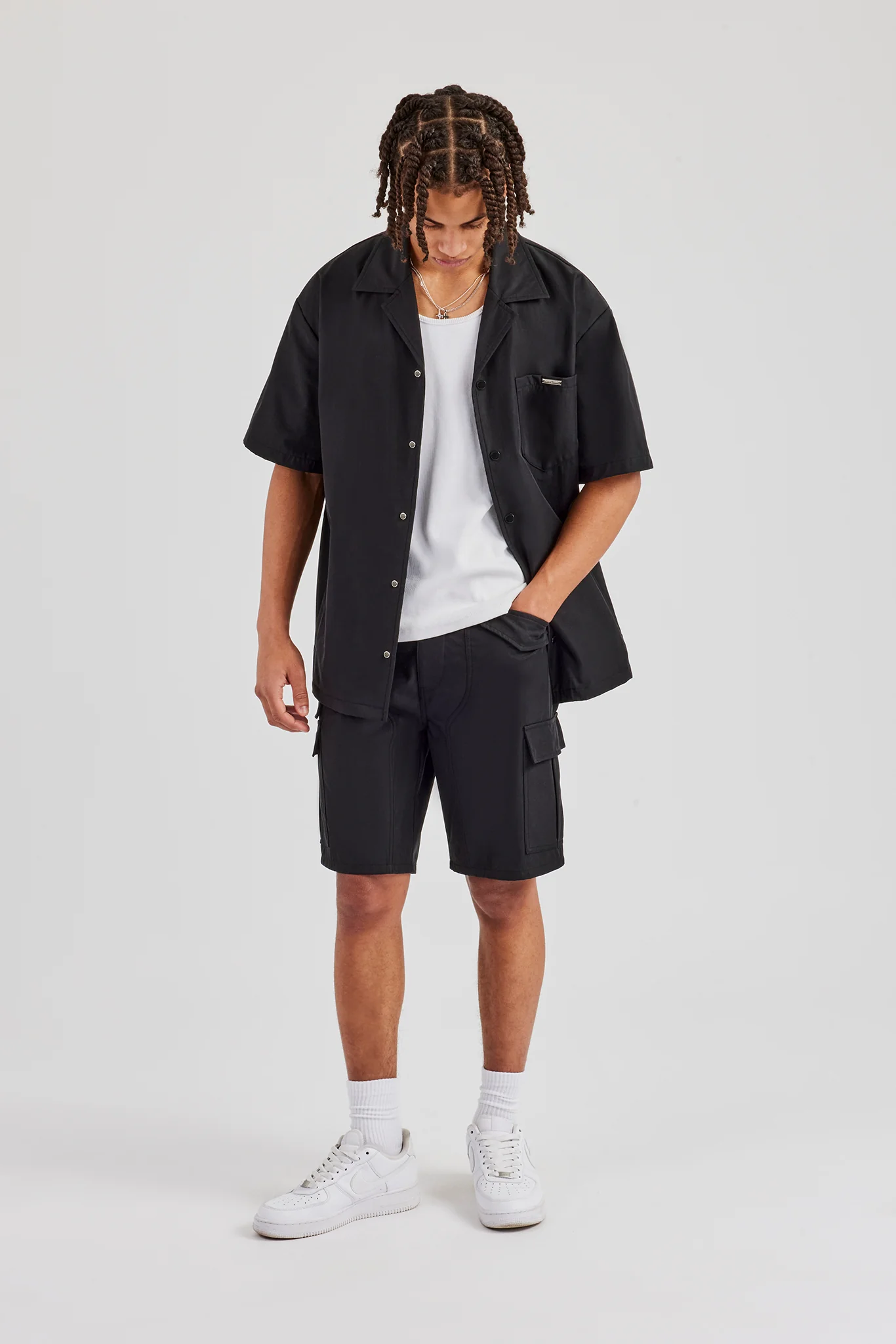 Nylon Cargo Shirt - Black - Image 5