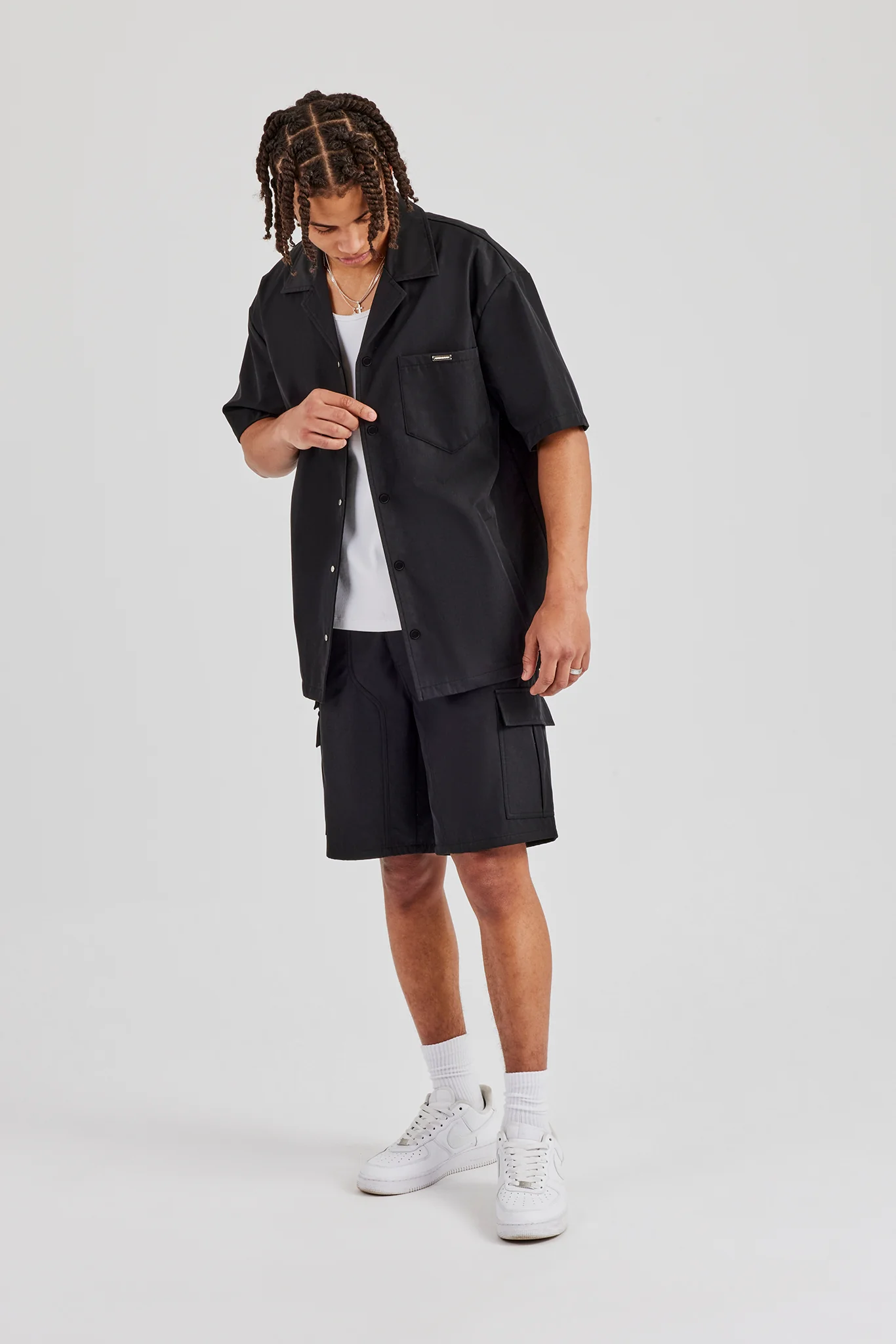 Nylon Cargo Shirt & Short - Black - Image 4