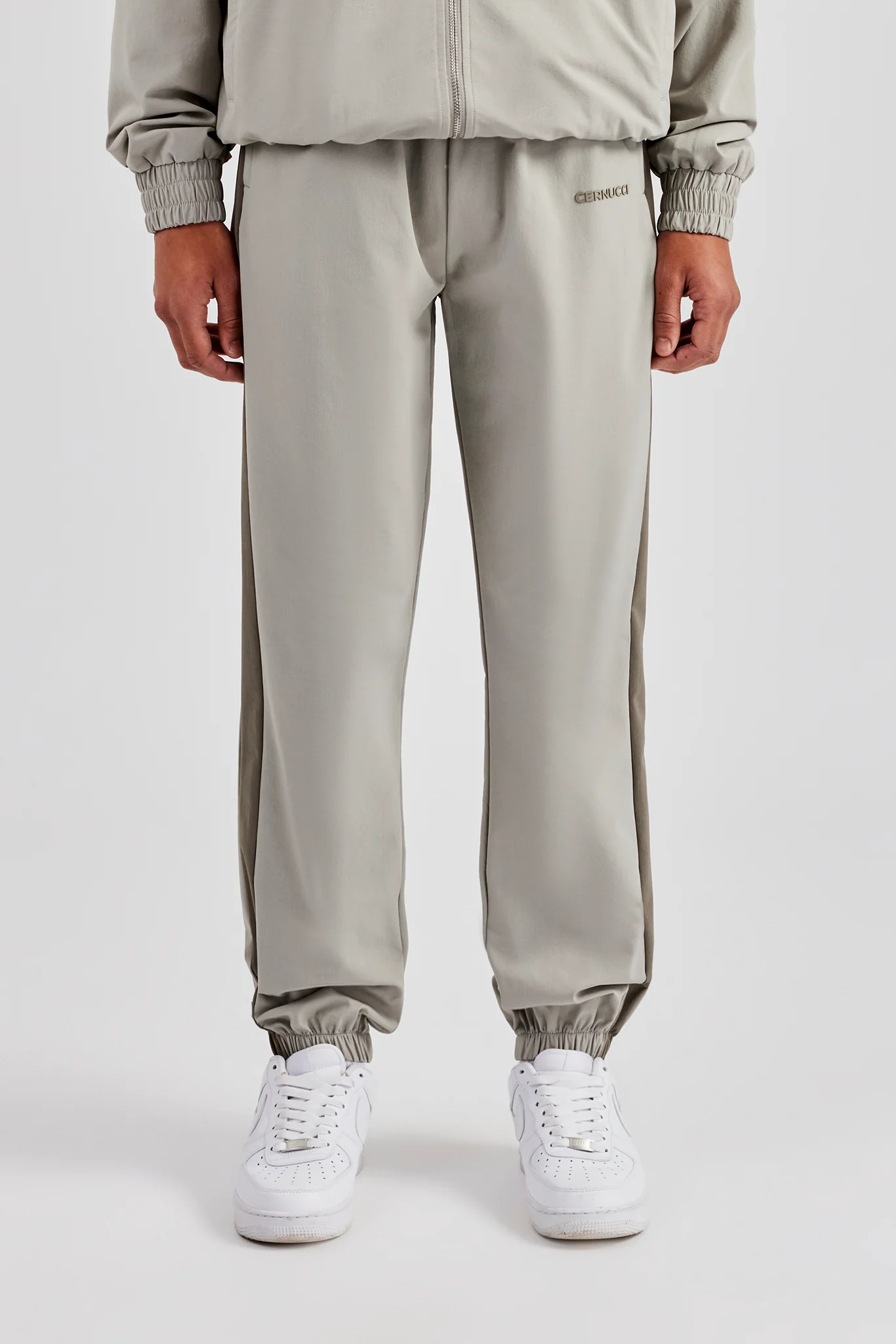 Nylon Colour Block Cuffed Jogger - Grey - Image 2