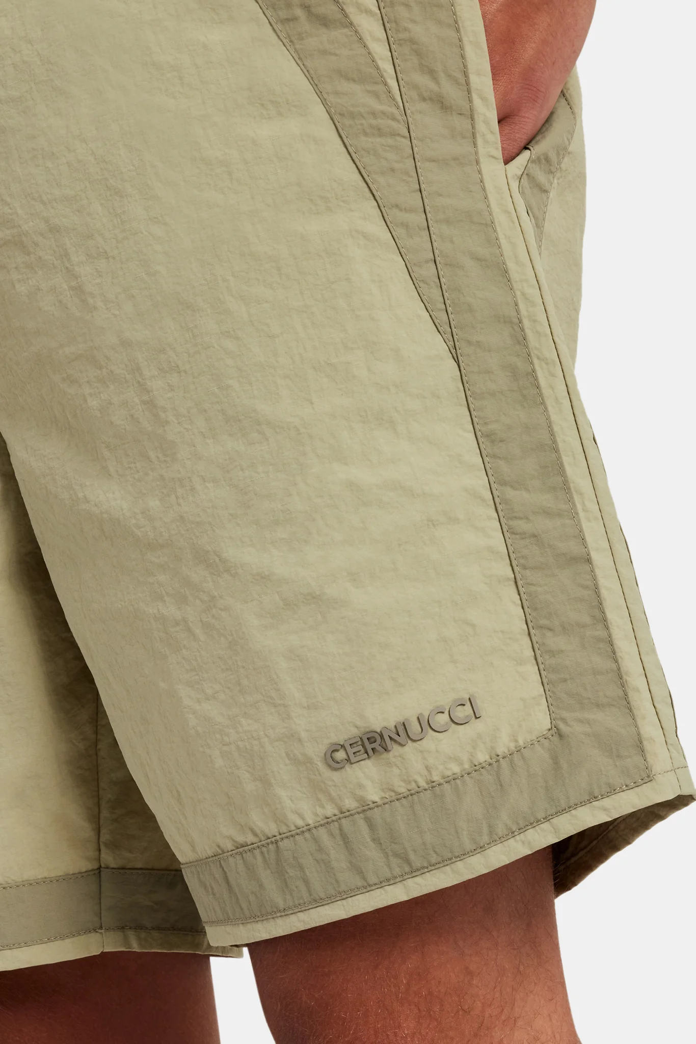 Nylon Colour Block Regular Short - Light Khaki - Image 3