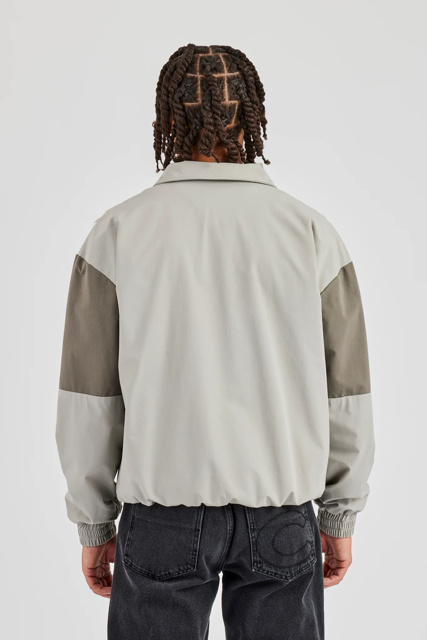 Nylon Colour Block Zip Through Jacket - Grey - Image 3