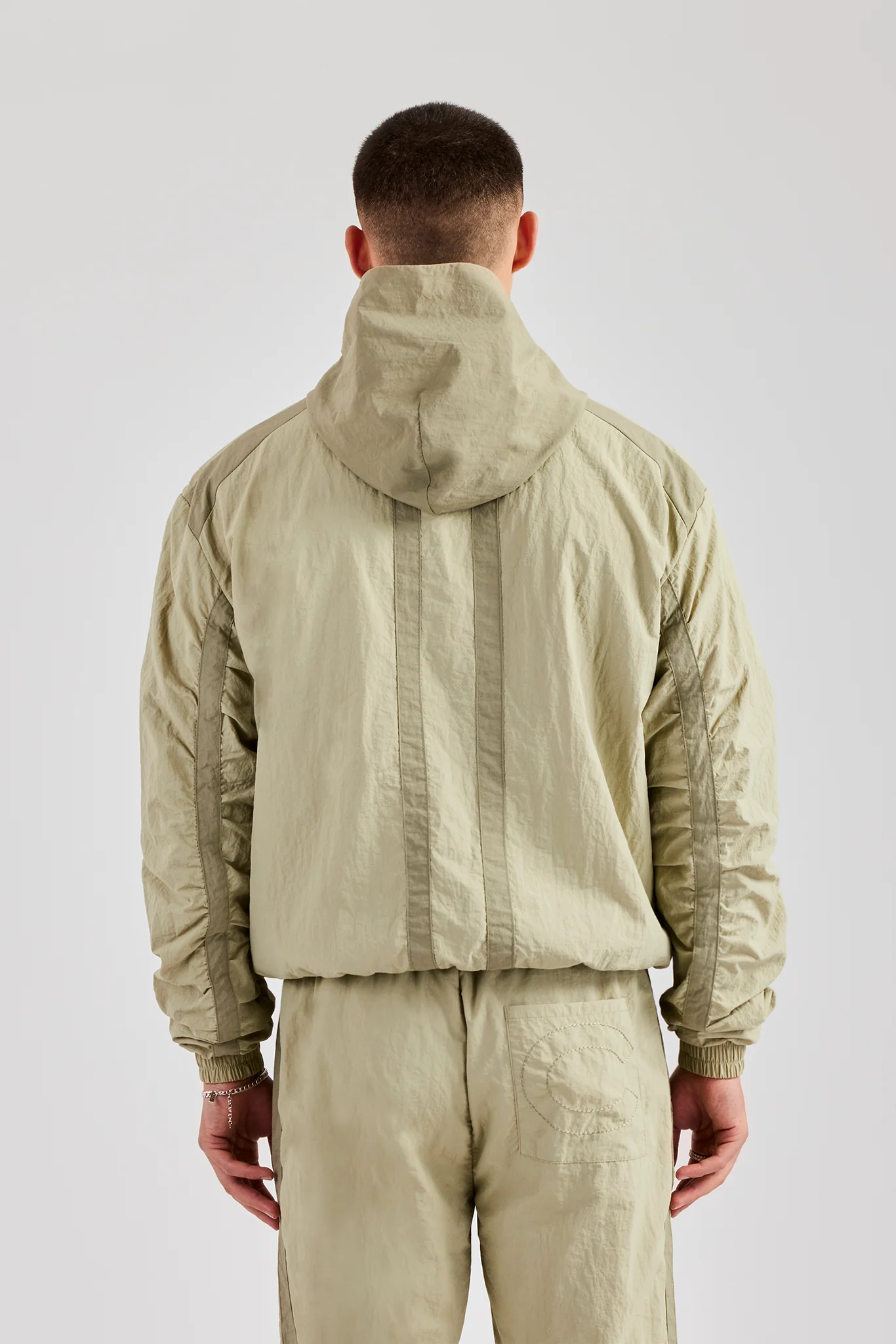 Nylon Colour Block Zip Through - Light Khaki - Image 3