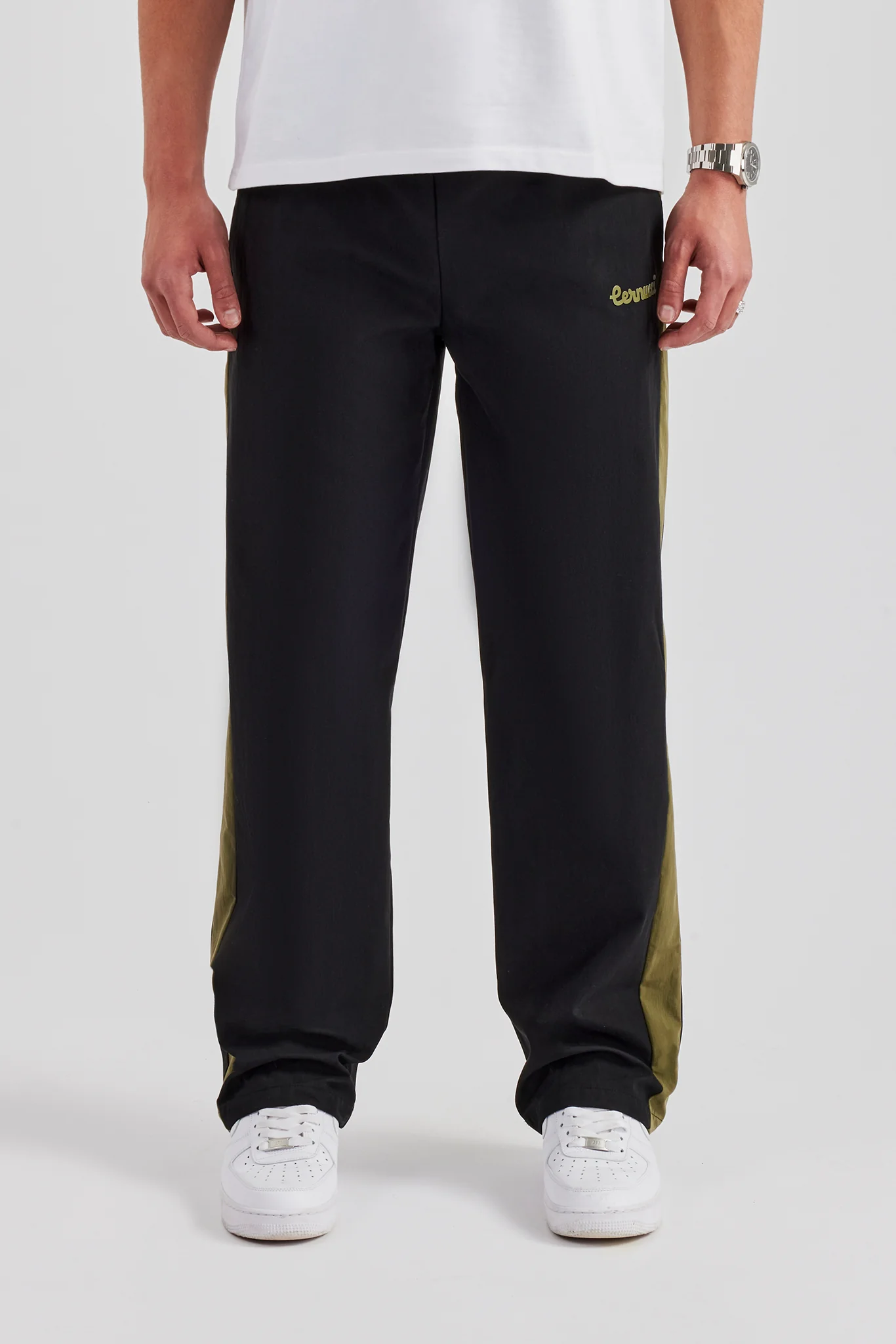 Nylon Contrast Block Straight Leg Jogger - Black - Image 2