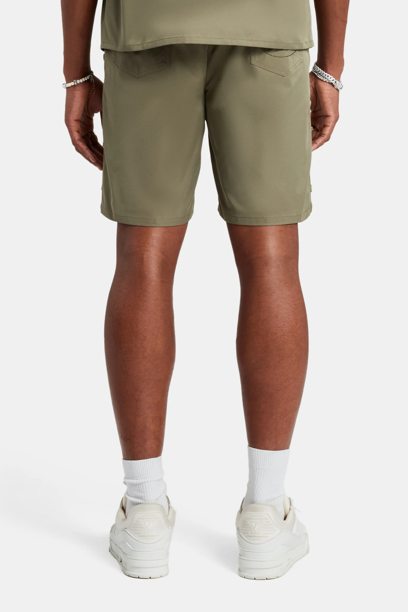 Nylon Embroidered Popper Short - Green - Image 3