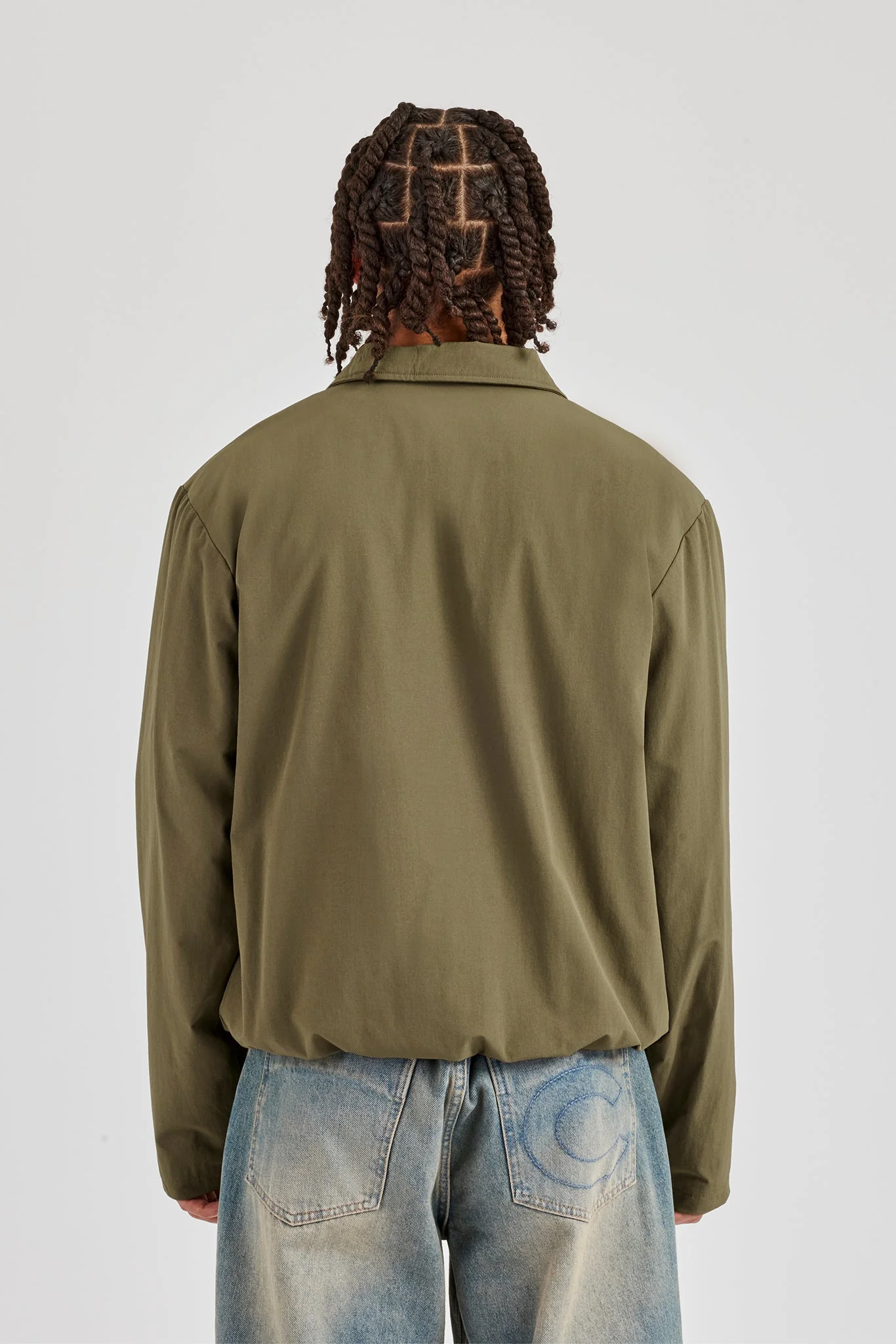 Nylon Panel Funnel Neck Track Jacket - Khaki - Image 3