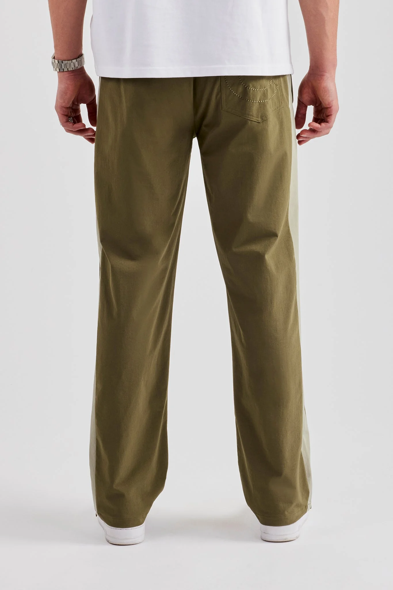 Nylon Panel Straight Leg Jogger - Khaki - Image 3