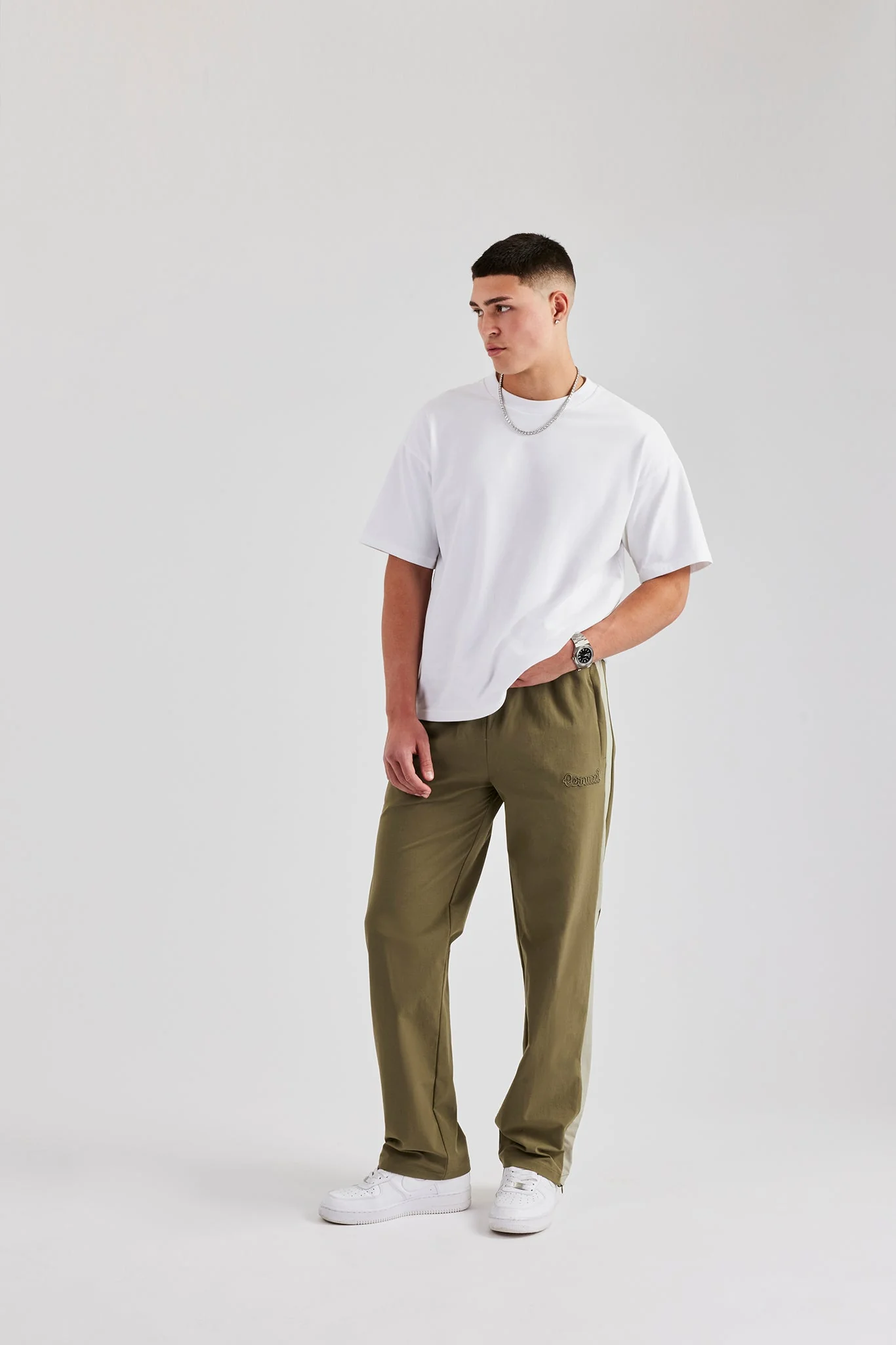 Nylon Panel Straight Leg Jogger - Khaki - Image 4