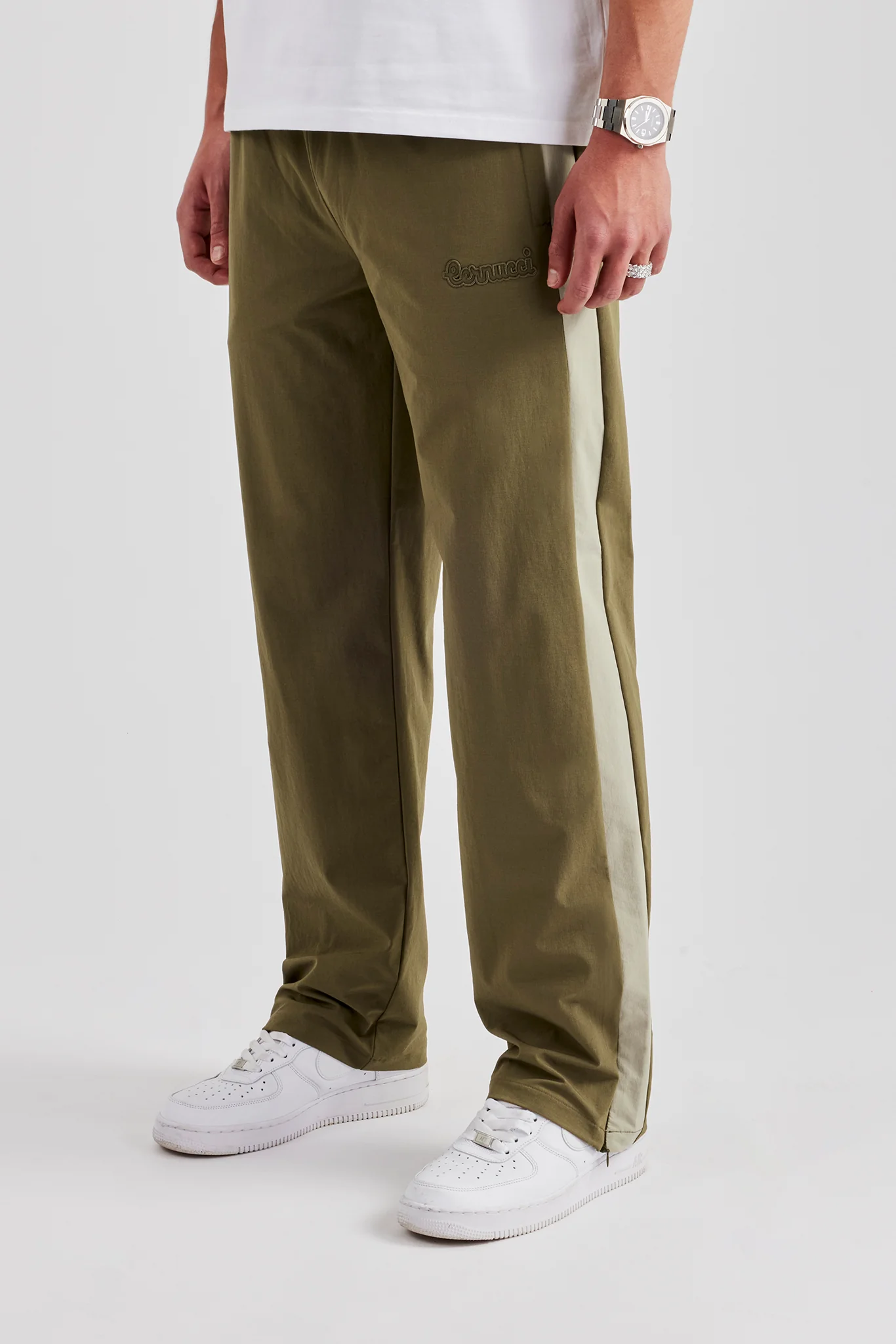 Nylon Panel Straight Leg Jogger - Khaki - Image 5
