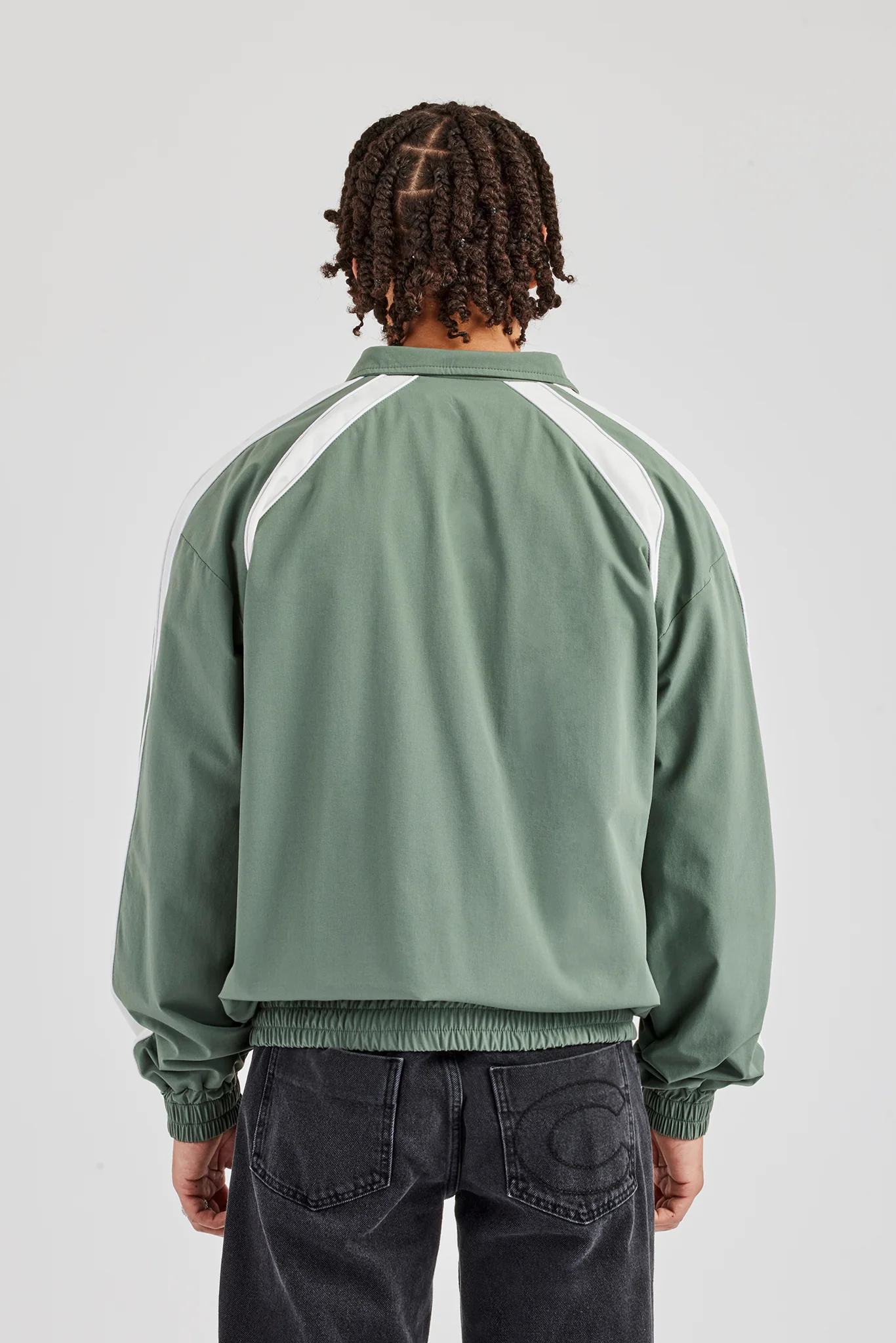 Nylon Panelled Logo Track Jacket - Green - Image 2