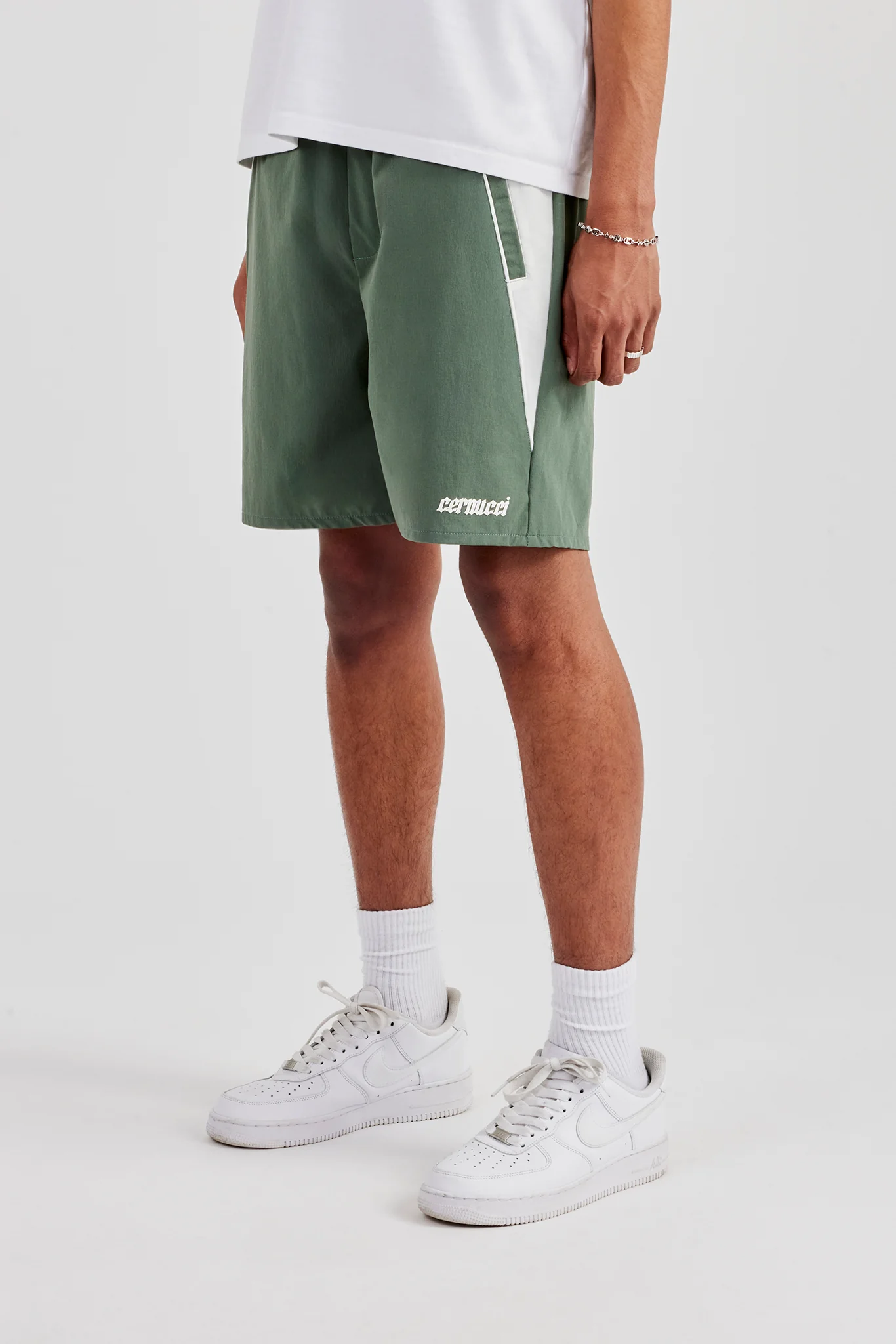 Nylon Panelled Relaxed Track Short - Green - Image 2