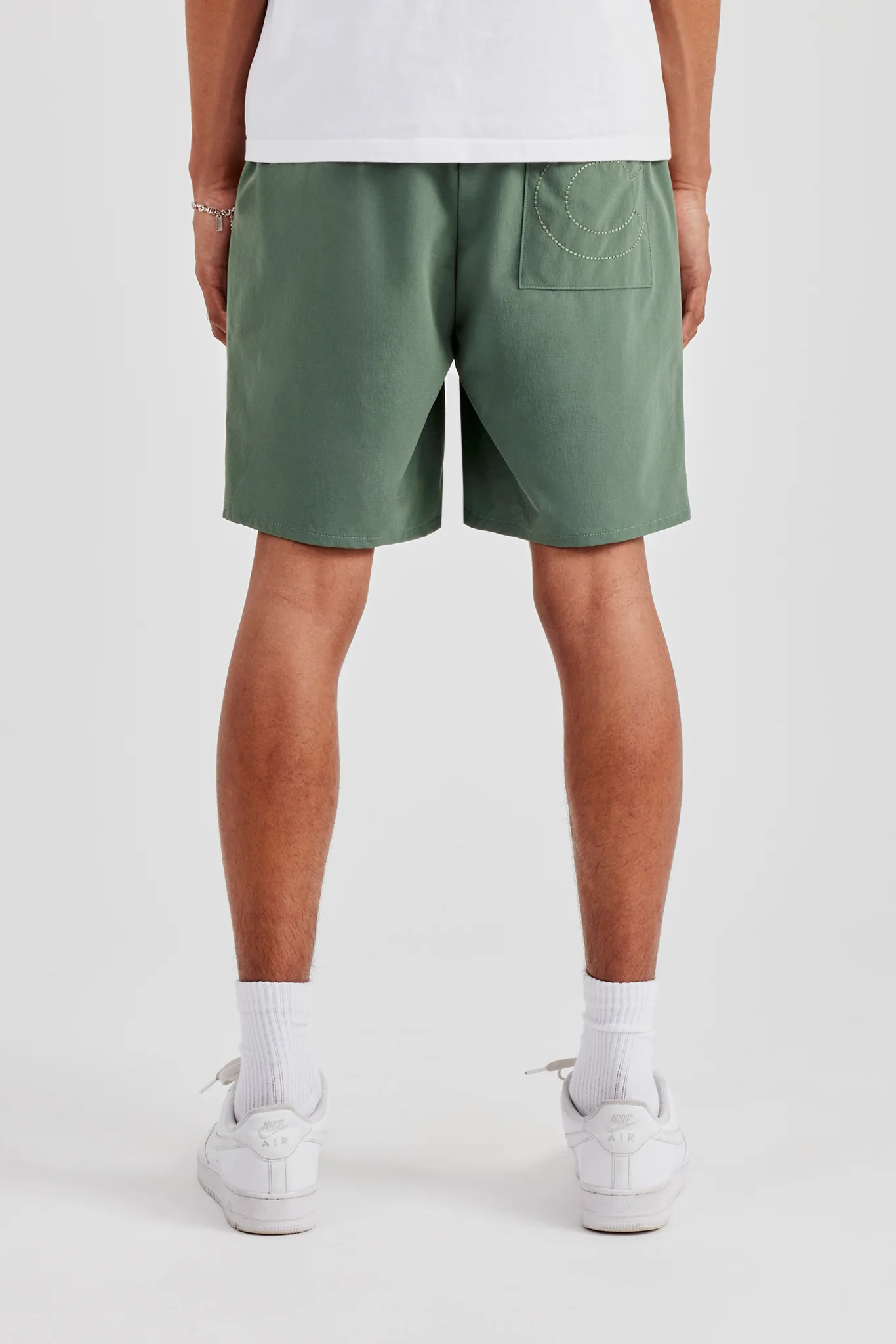Nylon Panelled Relaxed Track Short - Green - Image 3