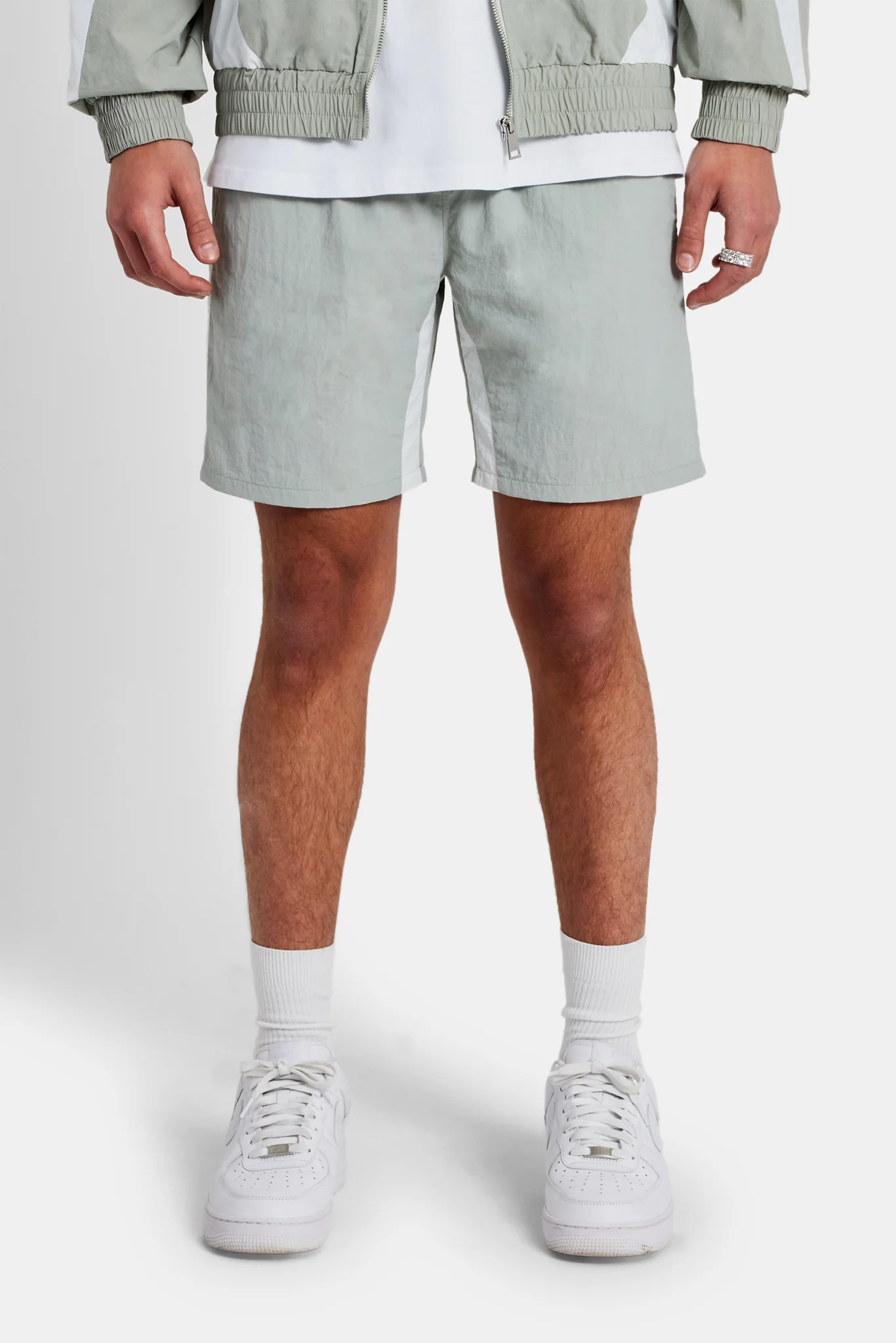 Nylon Panelled Track Short - Light Grey - Image 4