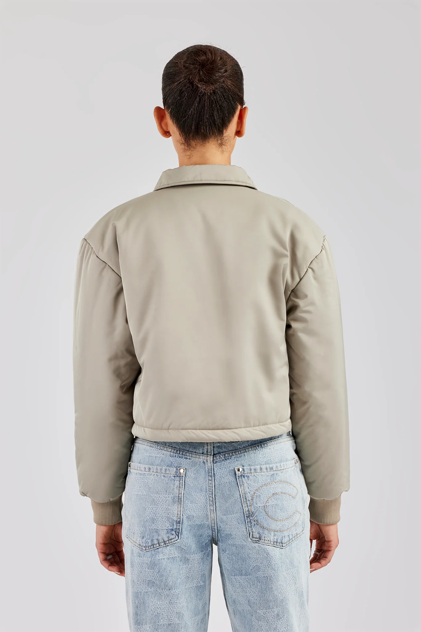 Nylon Pocket Padded Harrington Jacket - Sage - Image 3