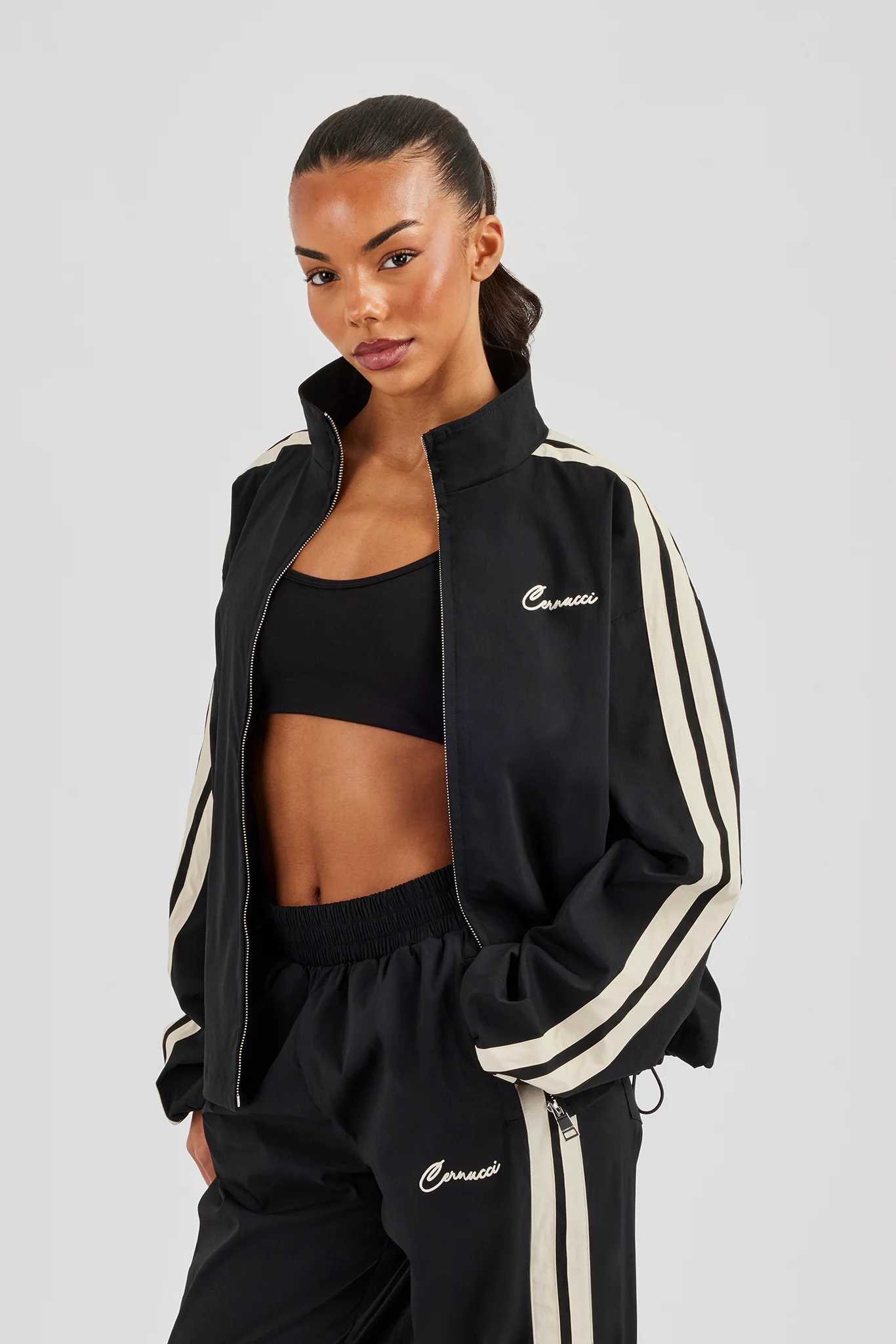 Nylon Taping Track Jacket - Black - Image 2