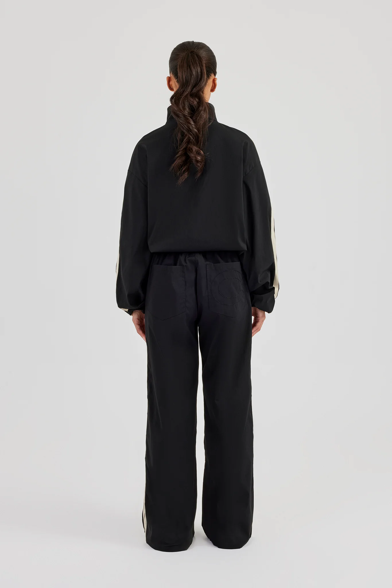 Nylon Taping Track Jacket & Bottoms - Black - Image 3