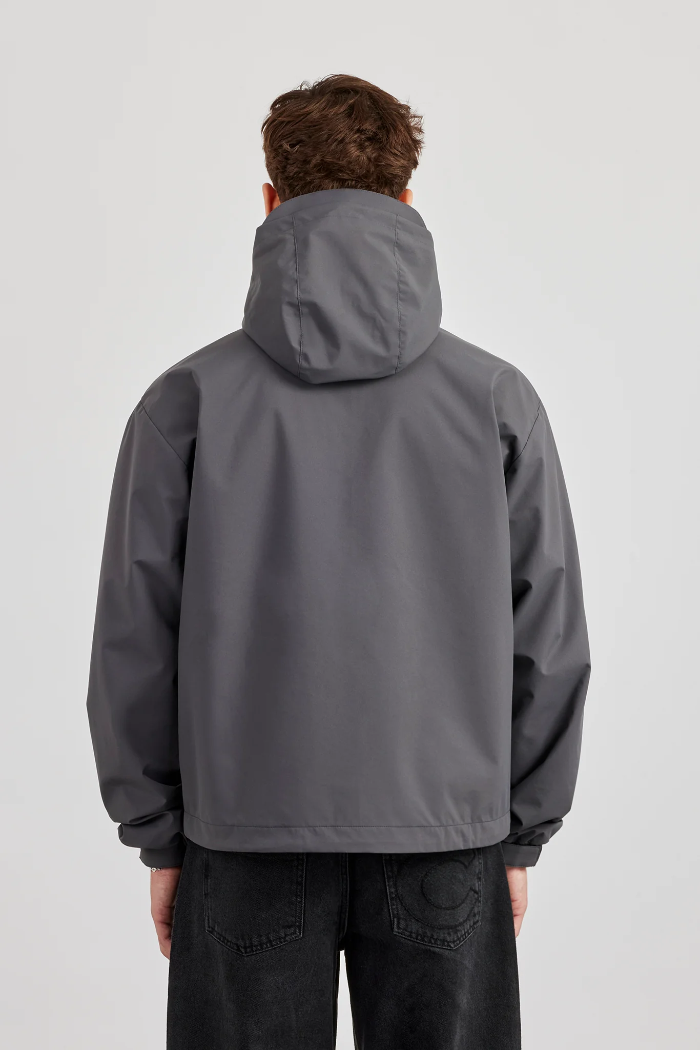 Nylon Windbreaker With Piping - Charcoal - Image 5