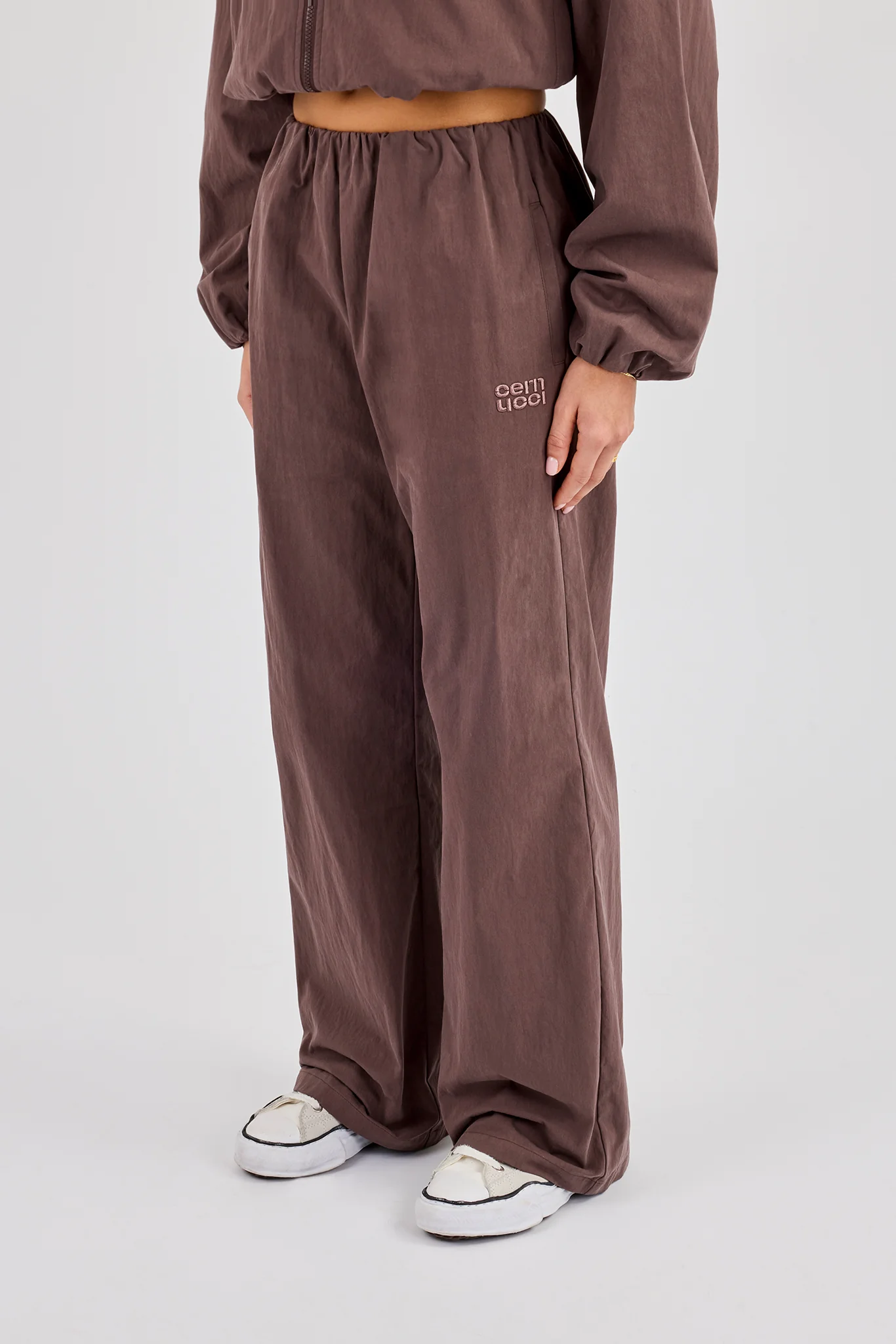 Nylon Waistbandless Jogger - Dark Brown