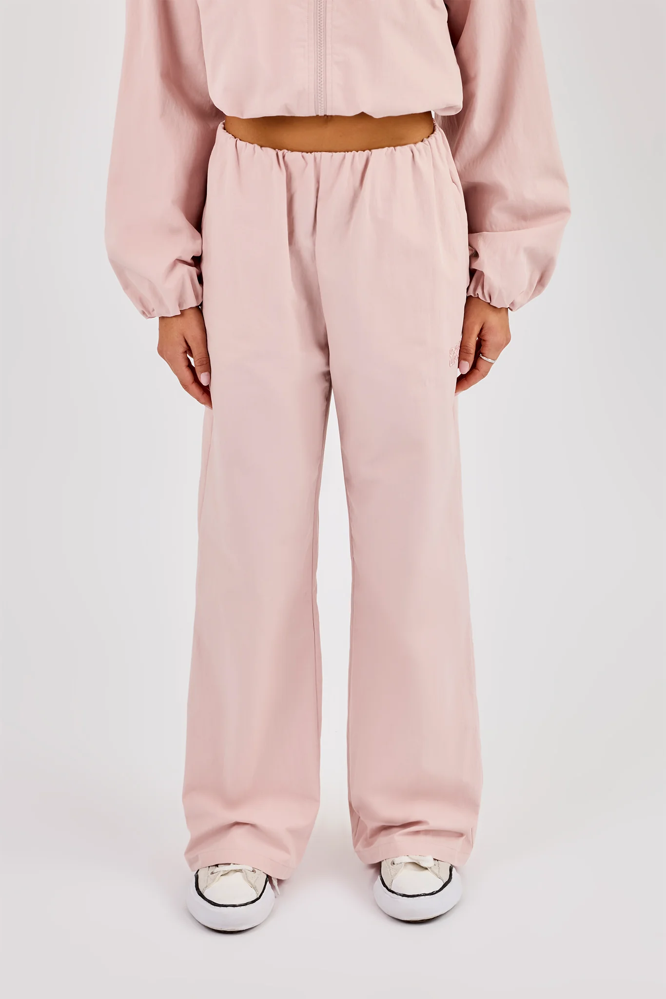 Nylon Waistband Detail Jogger - Light Pink - Image 3