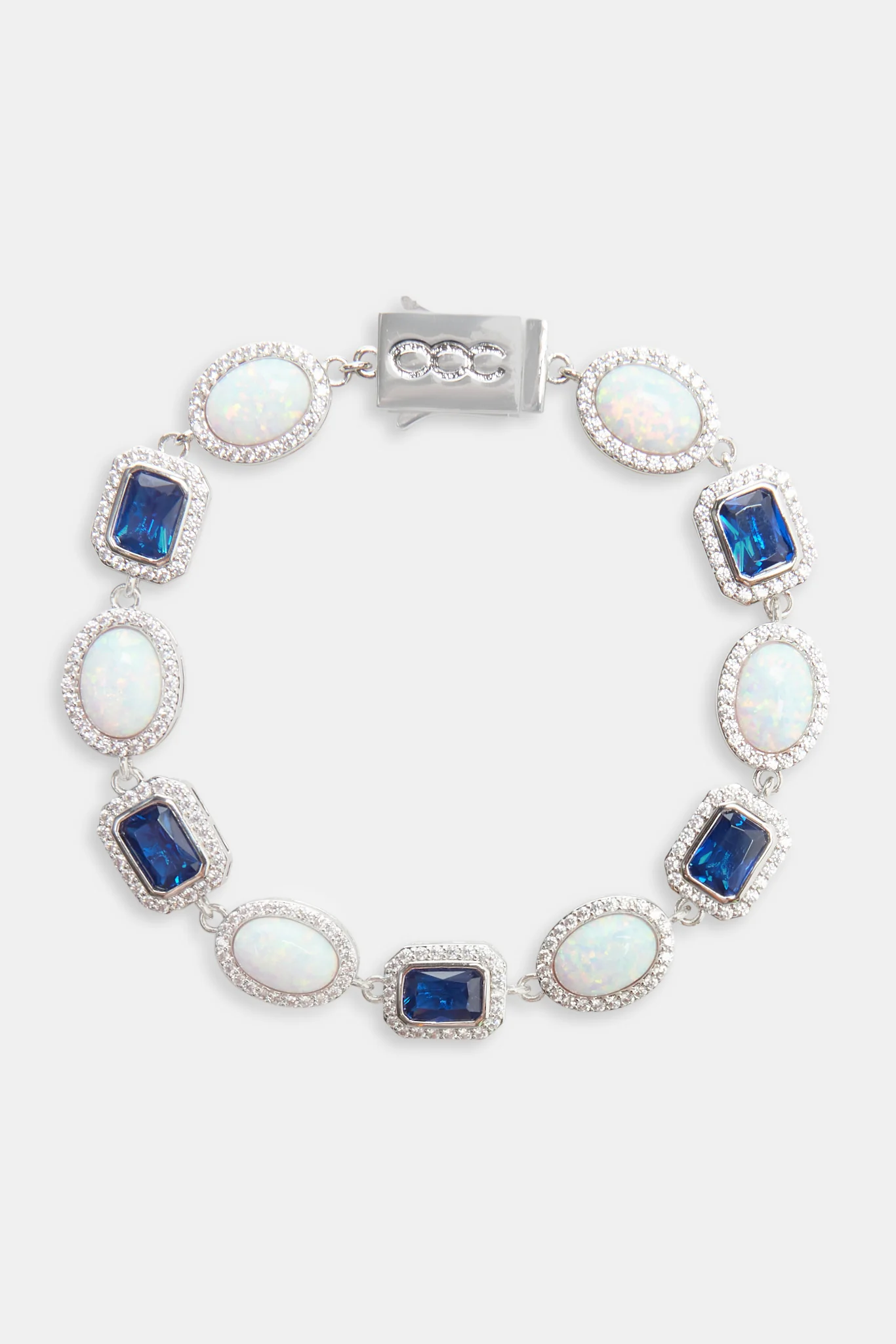 Opal & Blue Gemstone Bracelet - White - 10mm - Image 2