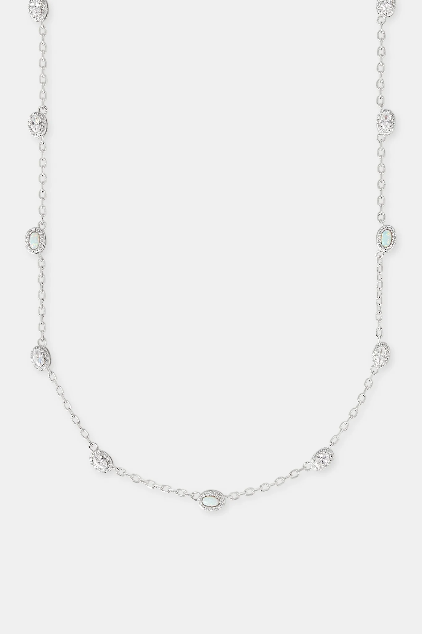 Opal & Clear Stone Rolo Link Chain - 5mm - Image 3