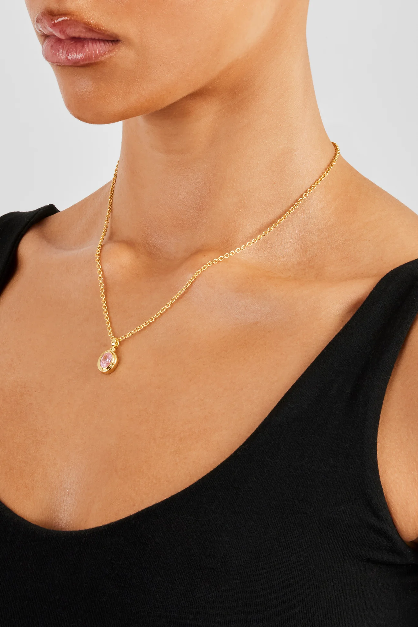 Oval Cz Pendant Necklace - 12mm - Image 3
