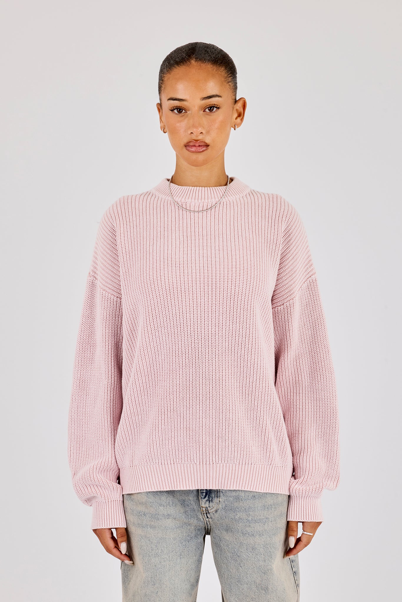 Oversized Acid Wash Knit Sweater - Pink - Image 2