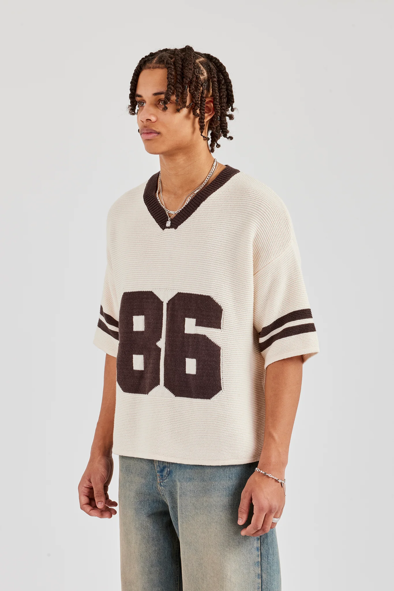 Oversized Boxy Knitted Jersey - Off White - Image 2