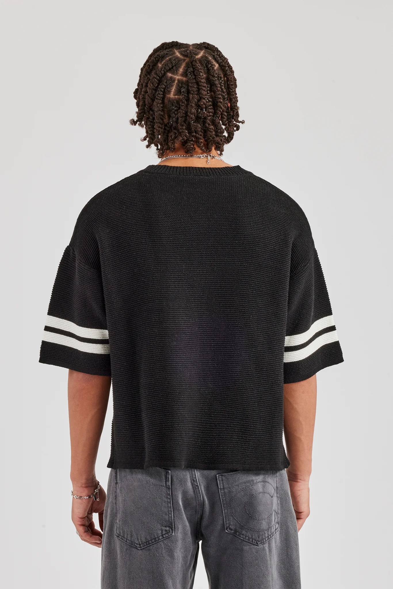 Oversized Boxy Knitted Jersey - Black - Image 3