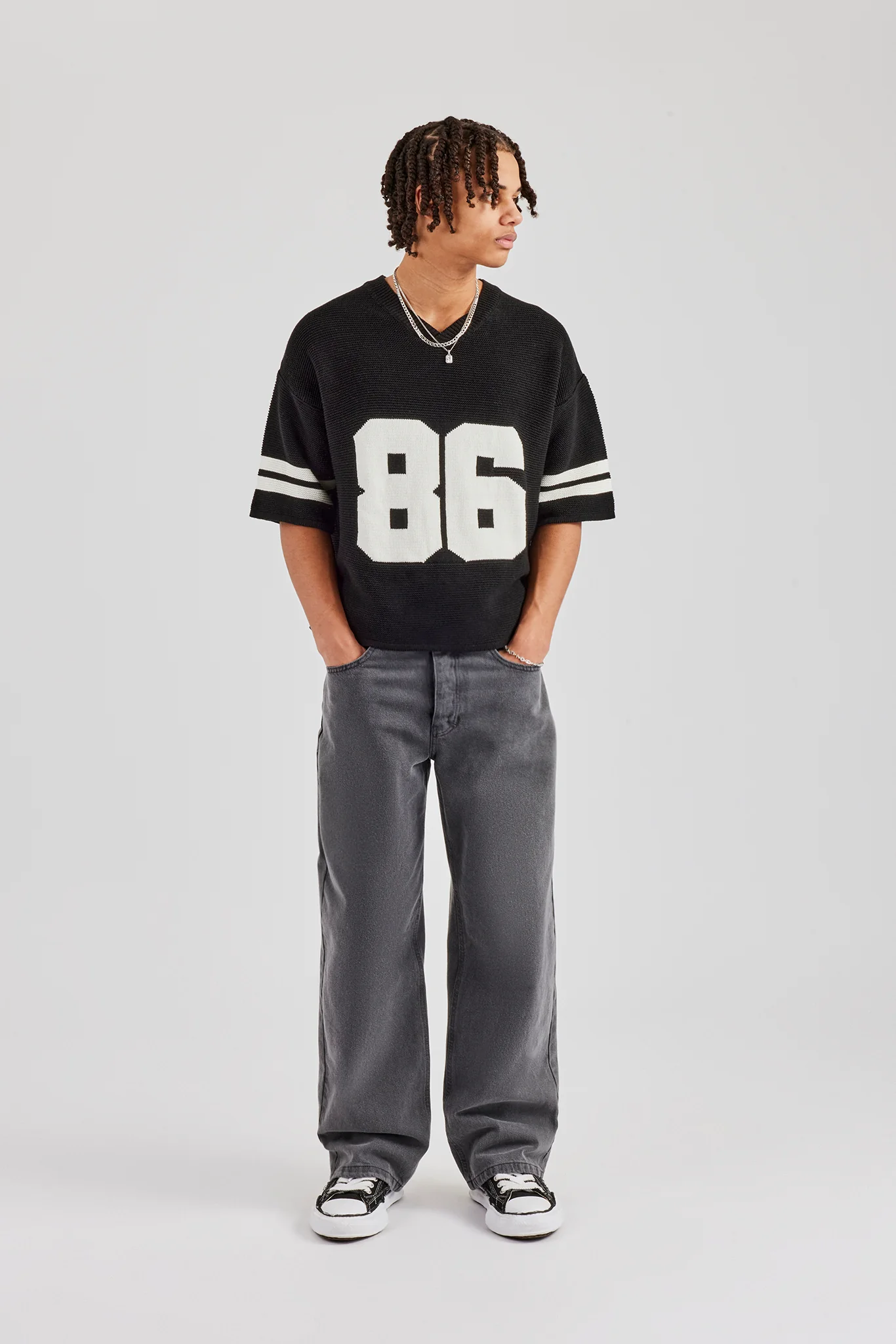 Oversized Boxy Knitted Jersey - Black - Image 4