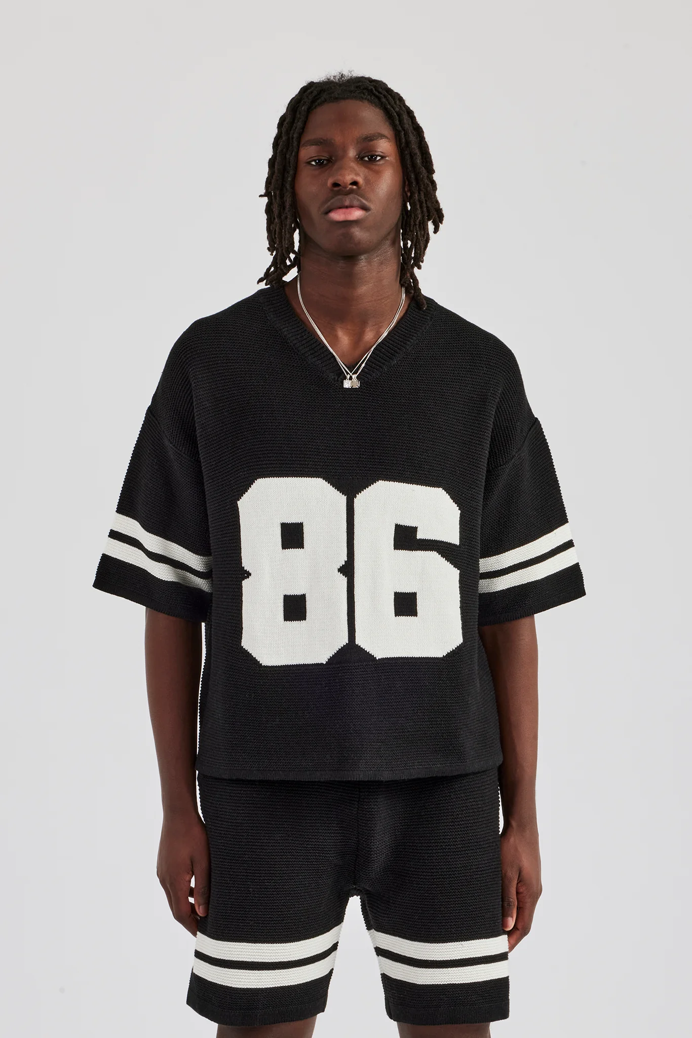 Oversized Boxy Knitted Jersey - Black - Image 5